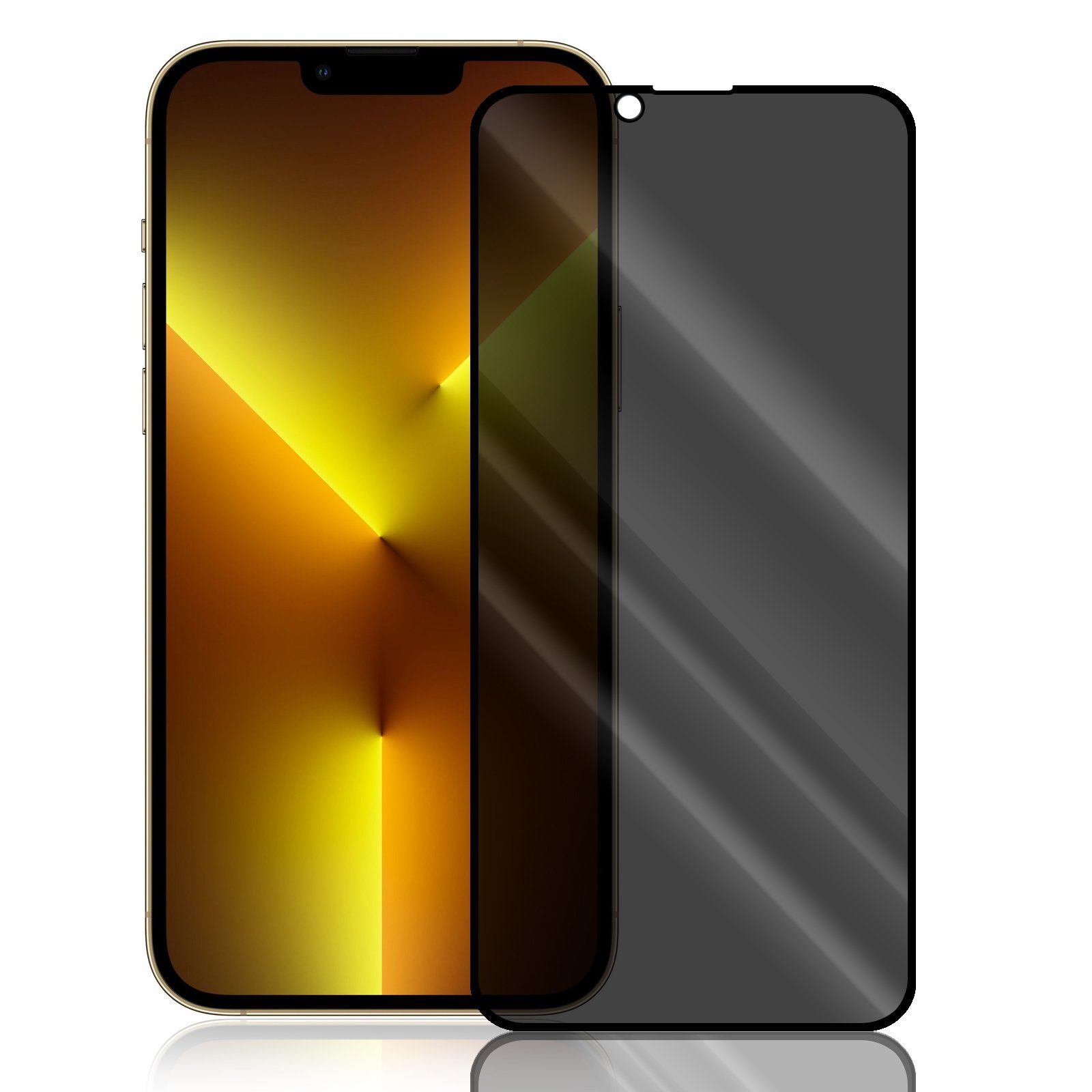Numerva Schutzfolie Panzer Folie für Apple iPhone 13 Pro Max Echt Glas Folie, (1x Schutzfolie 2x Reinigungstücher), Anti Spy Schutzfolie Blickschutz Glasfolie Sichtschutzfolie
