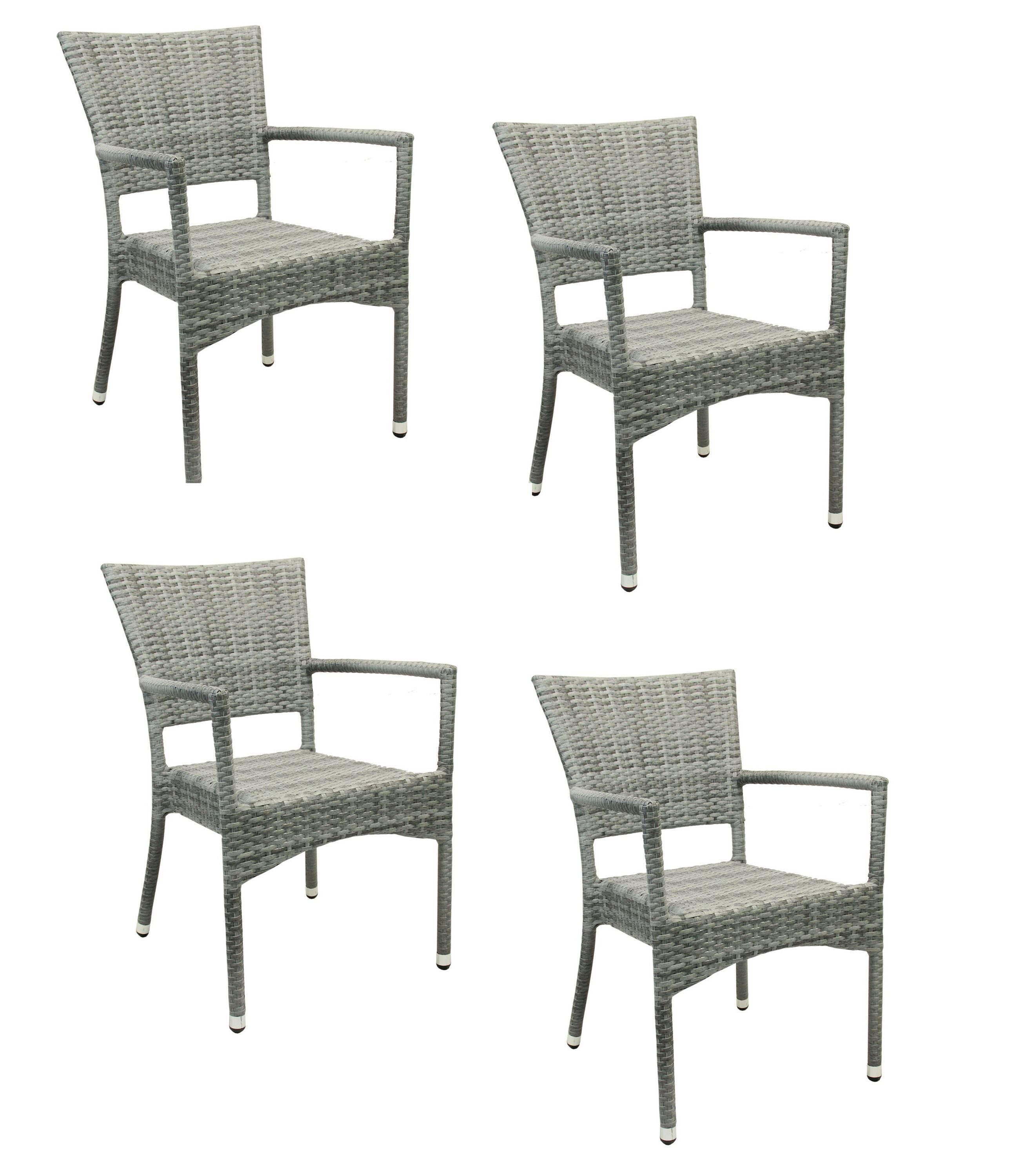 Konway Stapelstuhl ROM (4 St), 4x KONWAY® ROM Stapelsessel Granit Premium Polyrattan Sessel