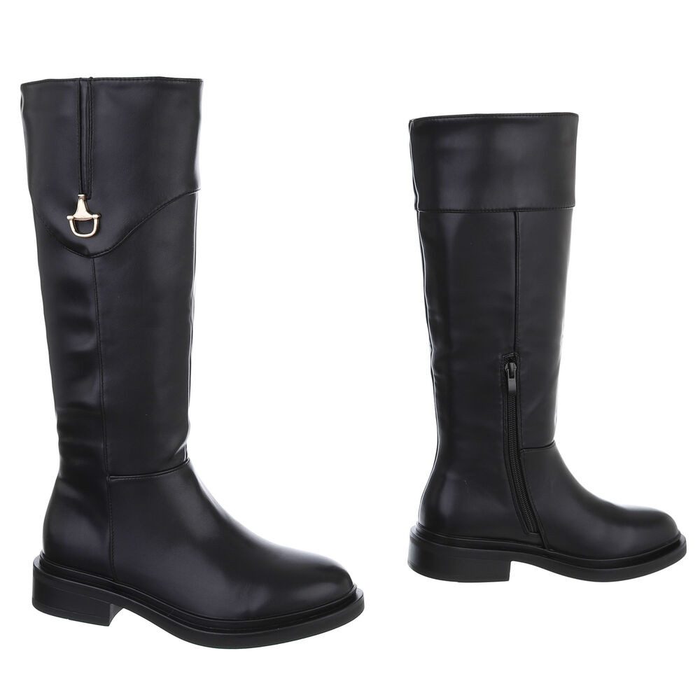 Ital-Design Elegante knöchelhohe Stiefel für Damen, vielseitig und komfortabel Stiefel (90726782) Blockabsatz Flache Stiefel in Schwarz – Bild 4 von 5