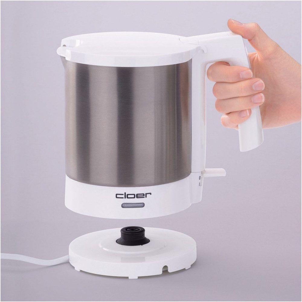 Cloer Wasserkocher 4701 Wasserkocher weiß/edelstahl., 1.5 l, 1800 W, 360° Drehbare Steckverbindung