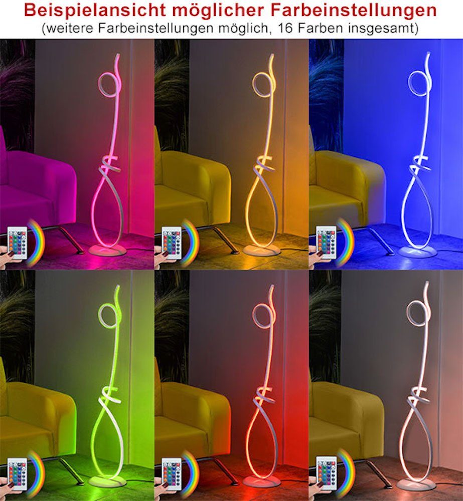 Multicolor Feldmann-Wohnen 31x25x120cm, Stehlampe LED-Streifen Picasso, weiß