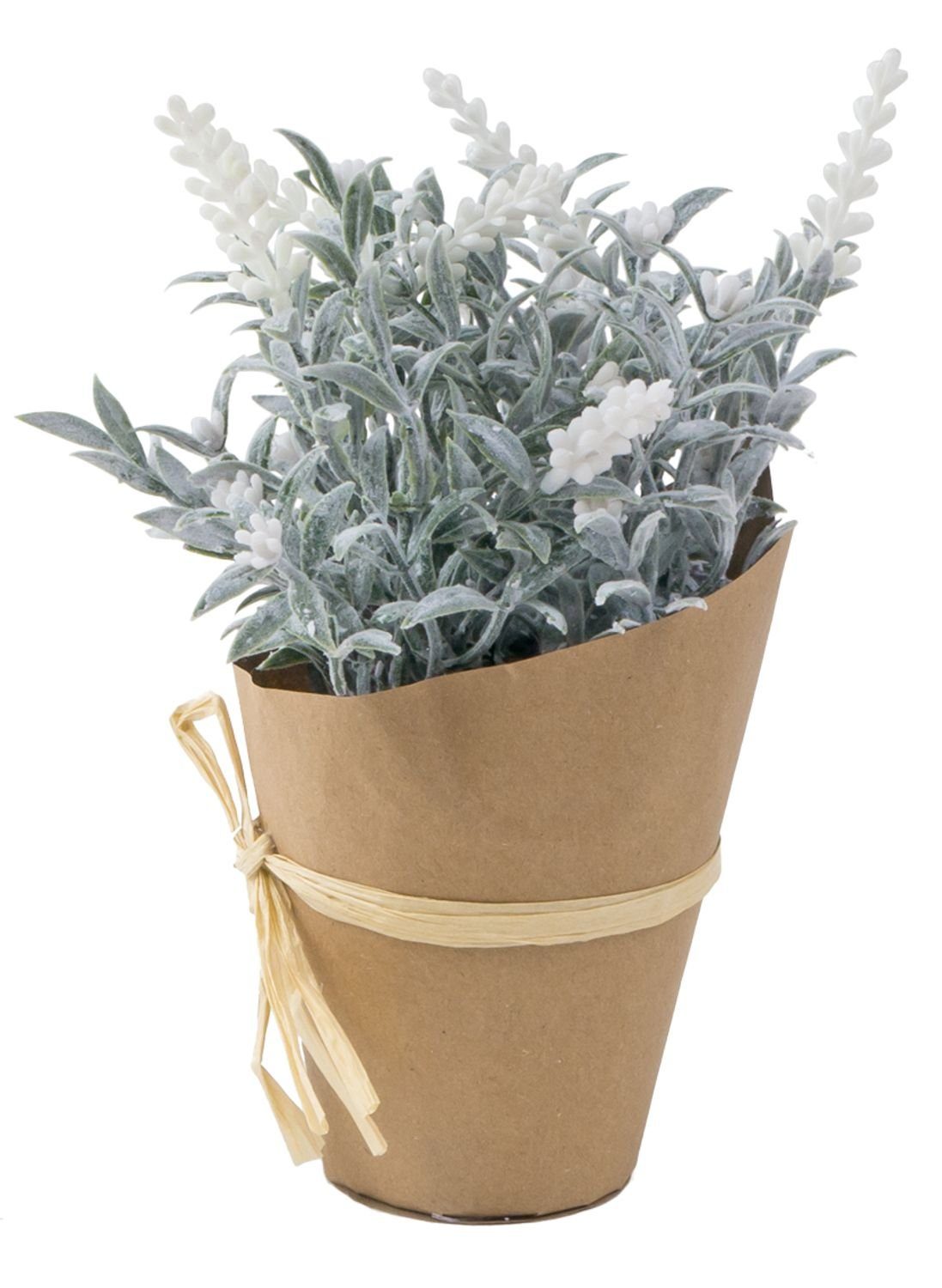Kunstpflanze Künstlicher Lavendel mit Übertopf 22cm Kunstblume Kunstpflanze, BURI