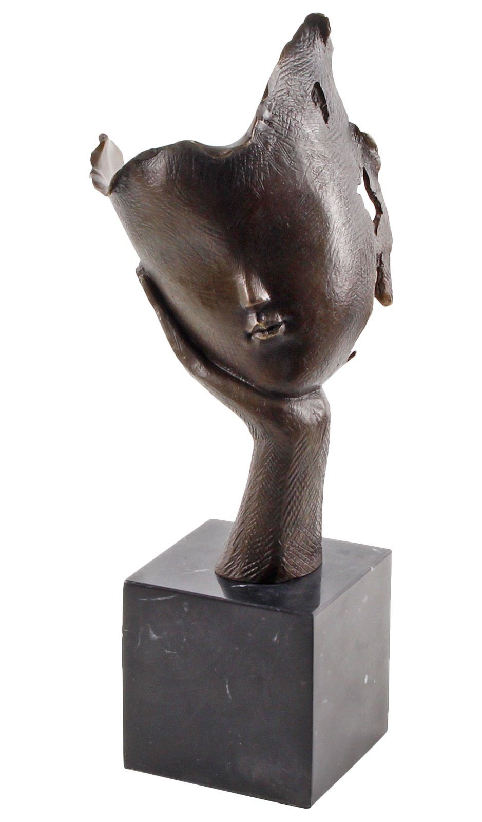 Aubaho Skulptur Bronzeskulptur Gesicht Hand Büste Denker Moderne Skulptur Figur Antik-