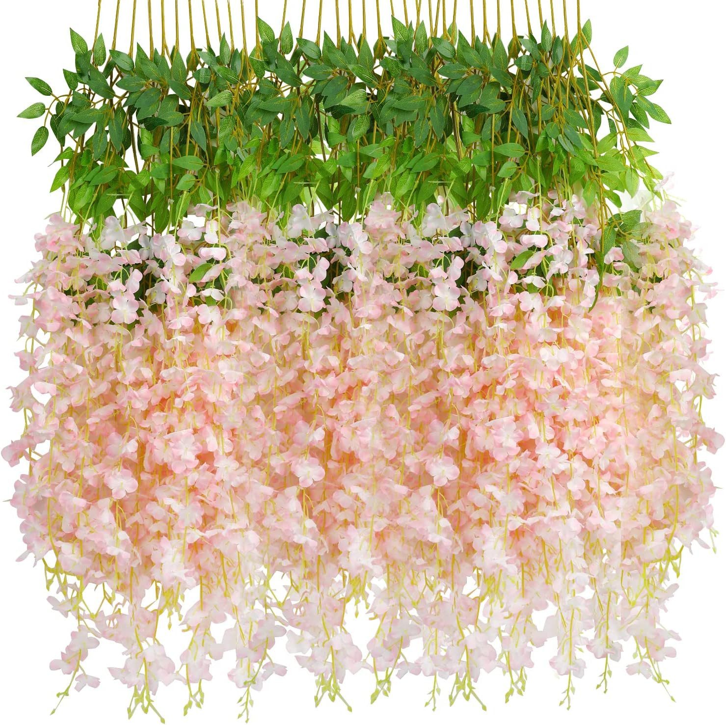 Kunstblume 12 Stück Wisteria Künstliche Glyzinien Blumen Hängende Glyzinien günstig online kaufen