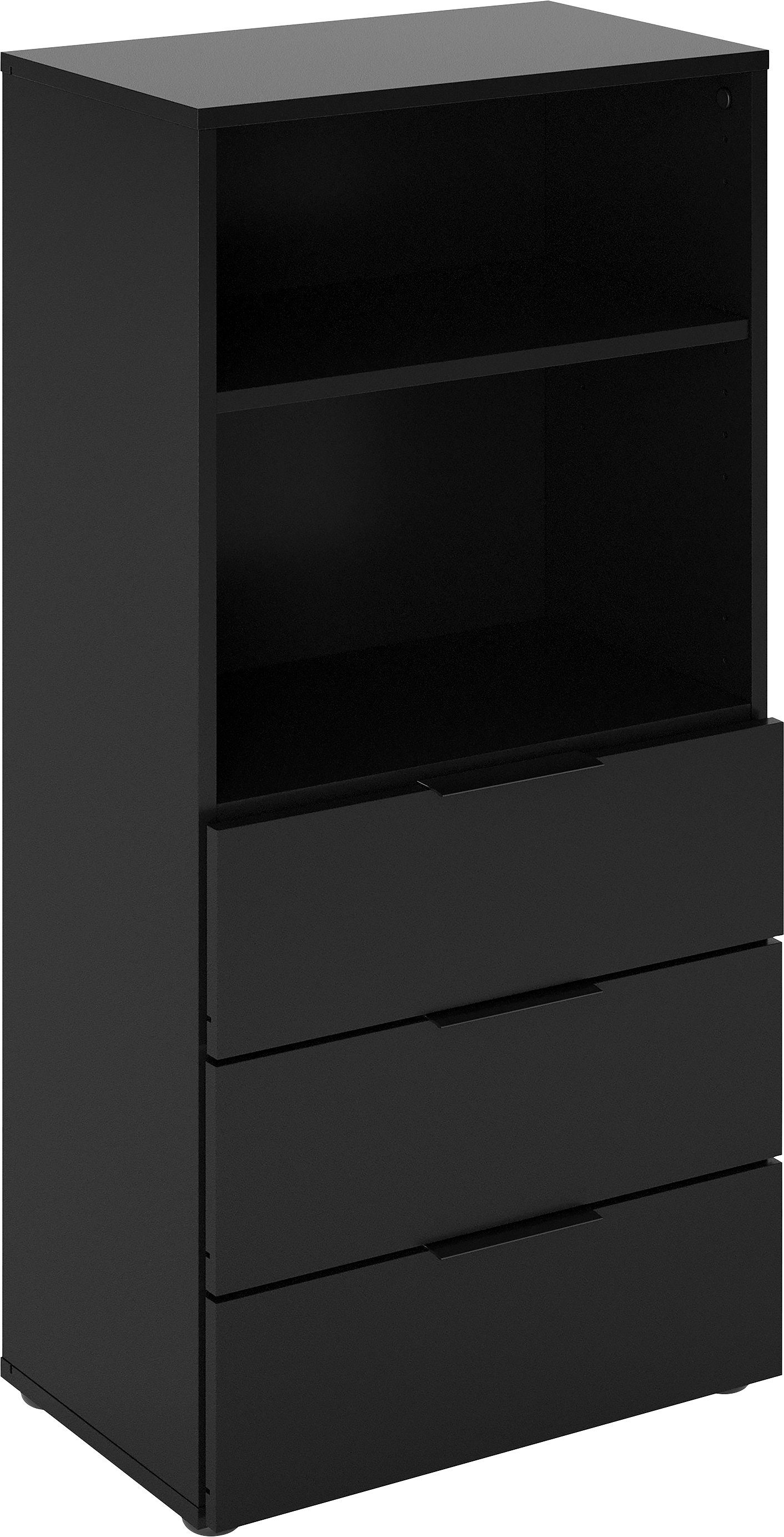 FMD Kommode Dark, mit 3 Schubladen, verstellbare Einlegeböden, Breite ca. 50 cm
