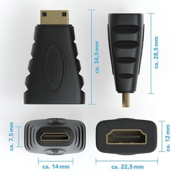 JAMEGA HDMI auf mini HDMI Adapter Typ A Buchse zu Typ C Stecker verGoldet HDMI-Adapter
