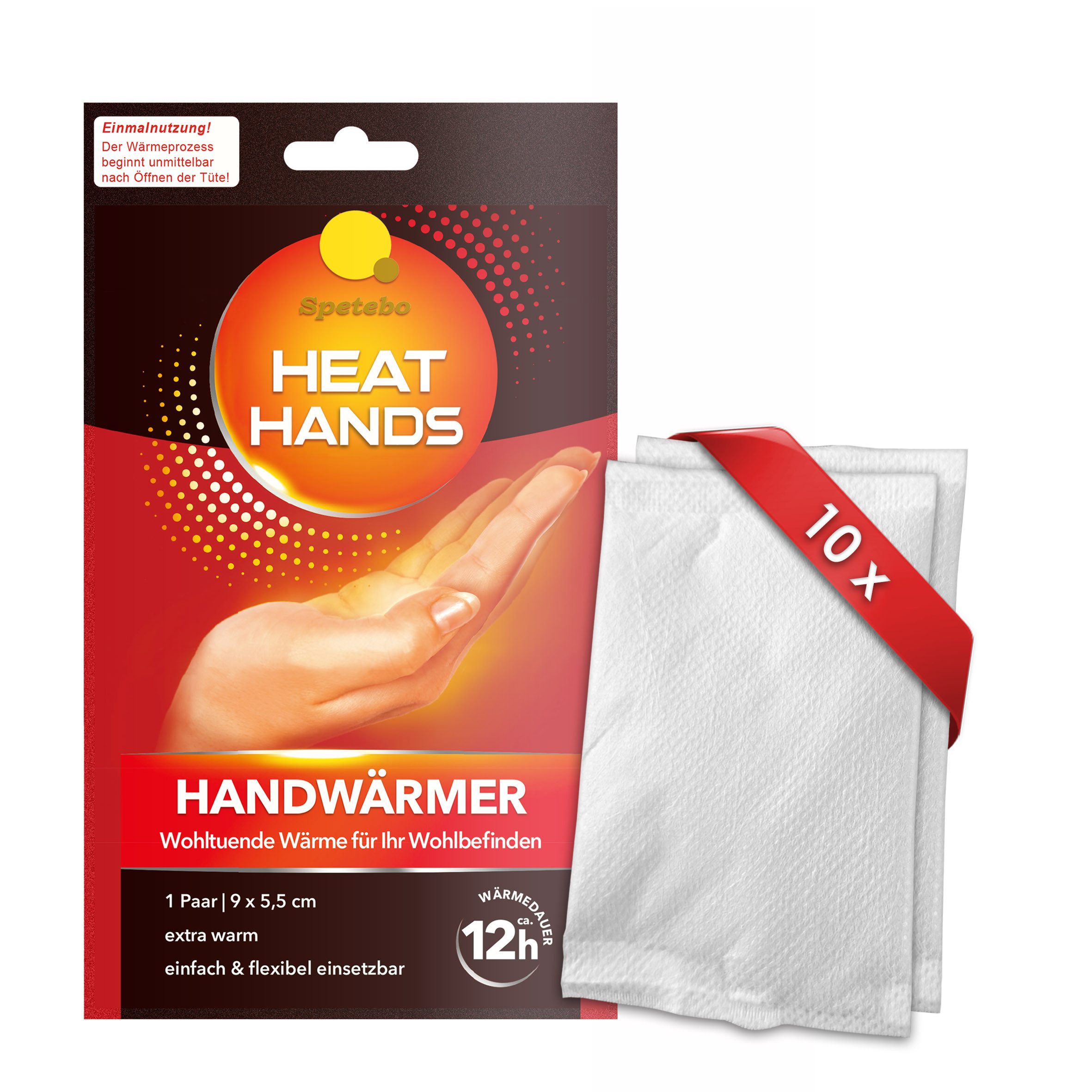 Spetebo Грелка для рук Luftaktivierte Wärmepads für Hände, 10er Set 1-tlg., Einmal Грелка для рук, dünn und flexibel