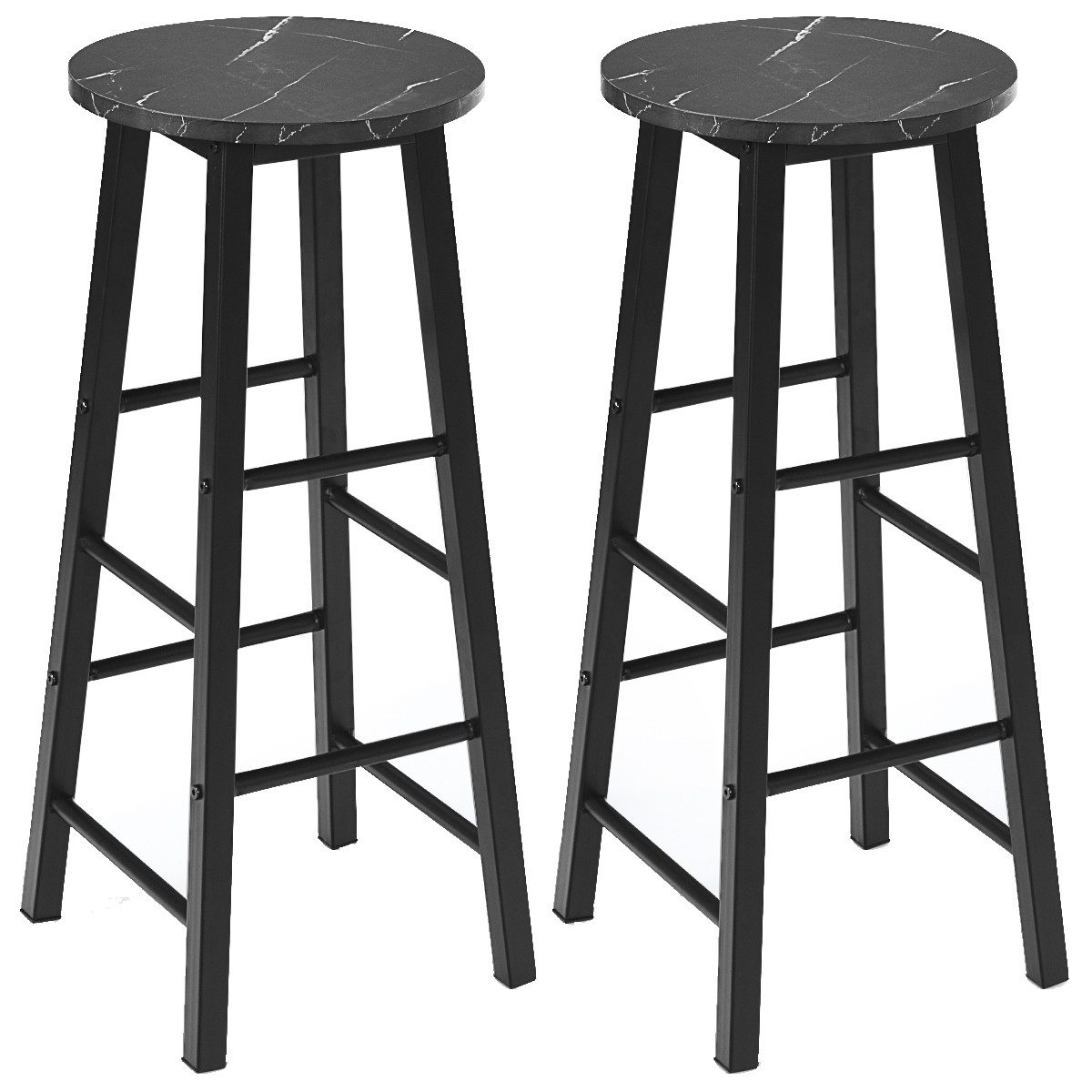 COSTWAY Barhocker (2er Set), Marmor, mit Fußstütze, schwarz, Sitzhöhe 71cm günstig online kaufen