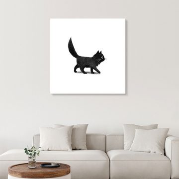 Posterlounge Alu-Dibond-Druck Terry Fan, Kleine schwarze Katze, Illustration