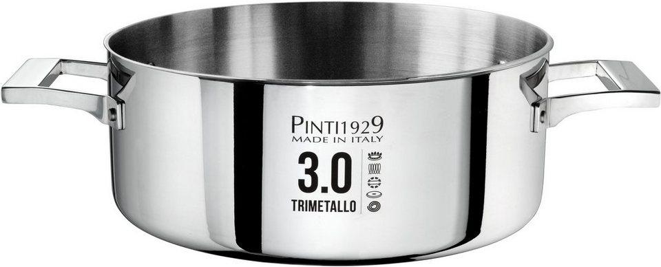 PINTINOX Kasserolle Century 3.0, Aluminium (1-tlg), Boden und Seitenwände  komplett aus 3 Schicht Material, Induktion, Boden und Seitenwände sind  komplett aus dem 3 Schicht Material gefertigt