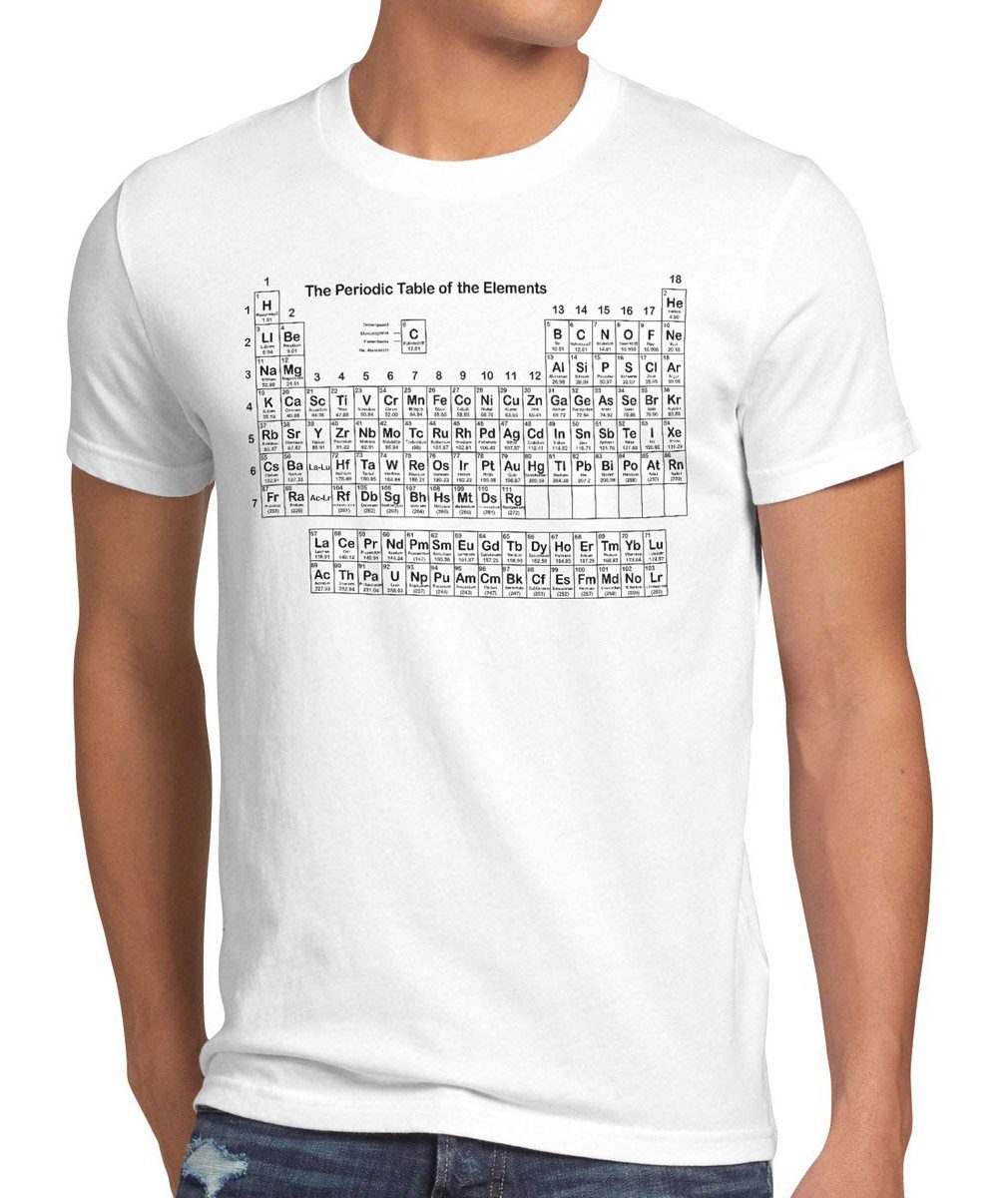 style3 Print-Shirt Herren T-Shirt Periodensystem big schule uni cooper chemie theory bang sheldon elemente weiß