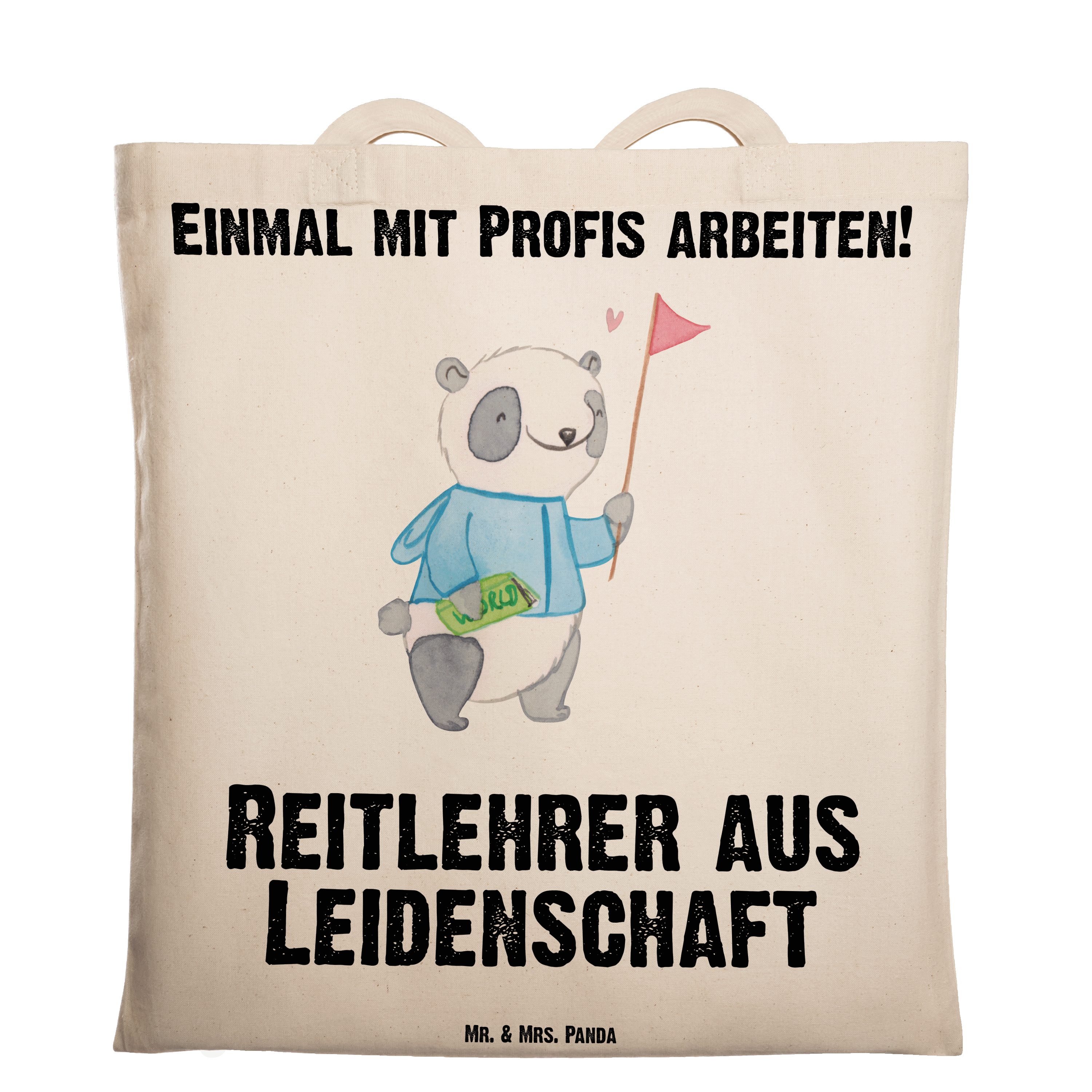 Mr. & Mrs. Panda Tragetasche Reitlehrer aus Leidenschaft - Transparent - Geschenk, Beuteltasche, D (1-tlg)