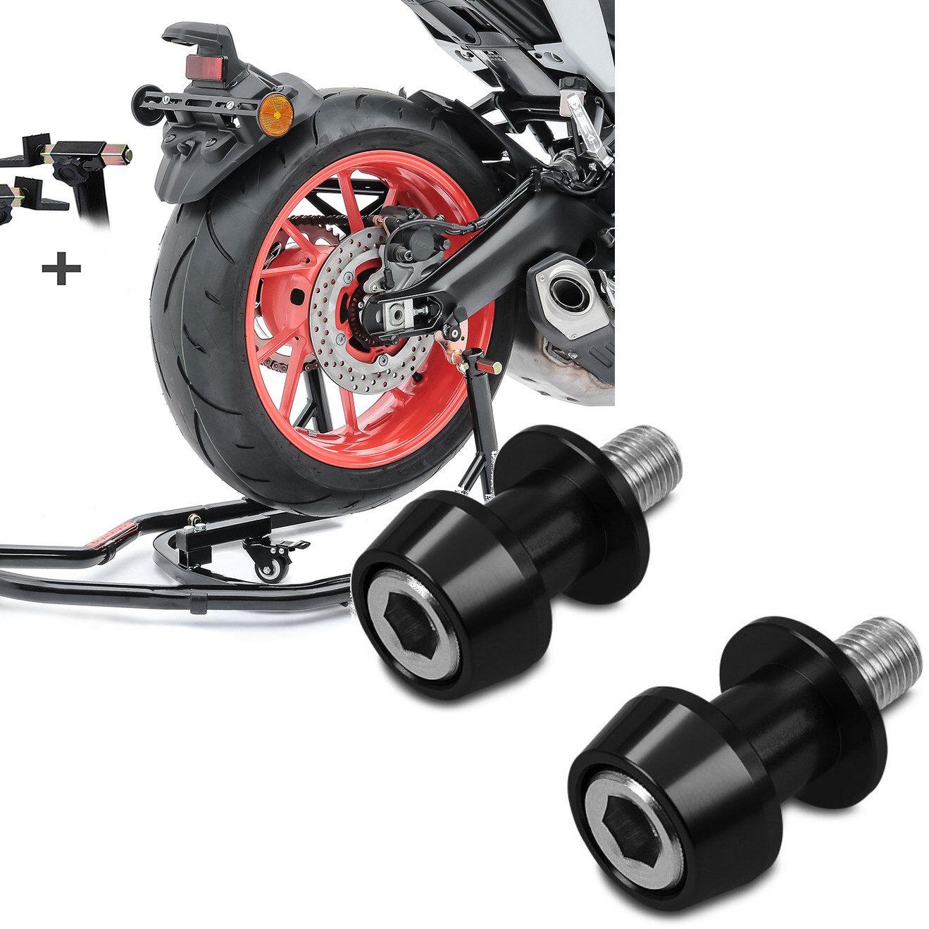 ConStands Motorradheber Set Rangierhilfe + Prismabuchsen-Racingadapter S14