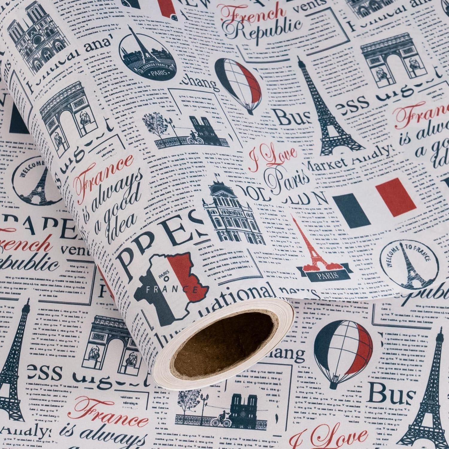 LuxusKollektion Geschenkpapier Geschenkpapier Paris Mini-Rolle 43,2cm x 5m, (1St)