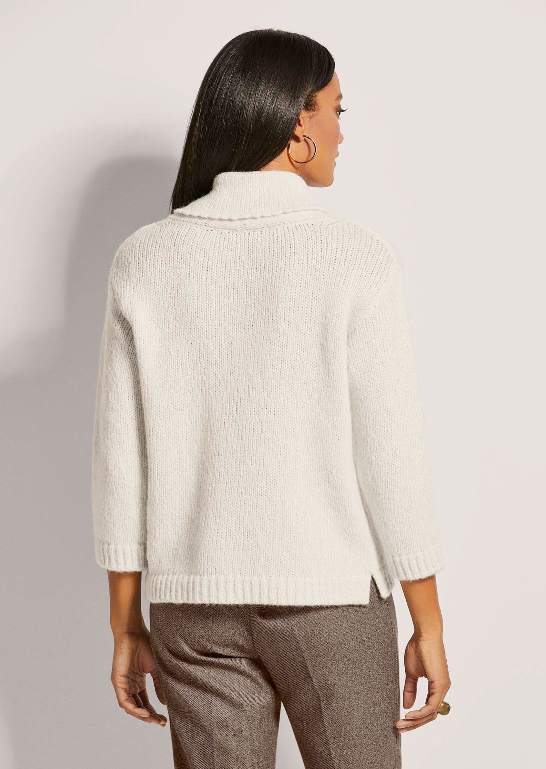 MADELEINE Strickpullover Modischer Rollkragenpullover, 3/4-Arm Uni-Design mit weitem Kragen, ohne Verschluss