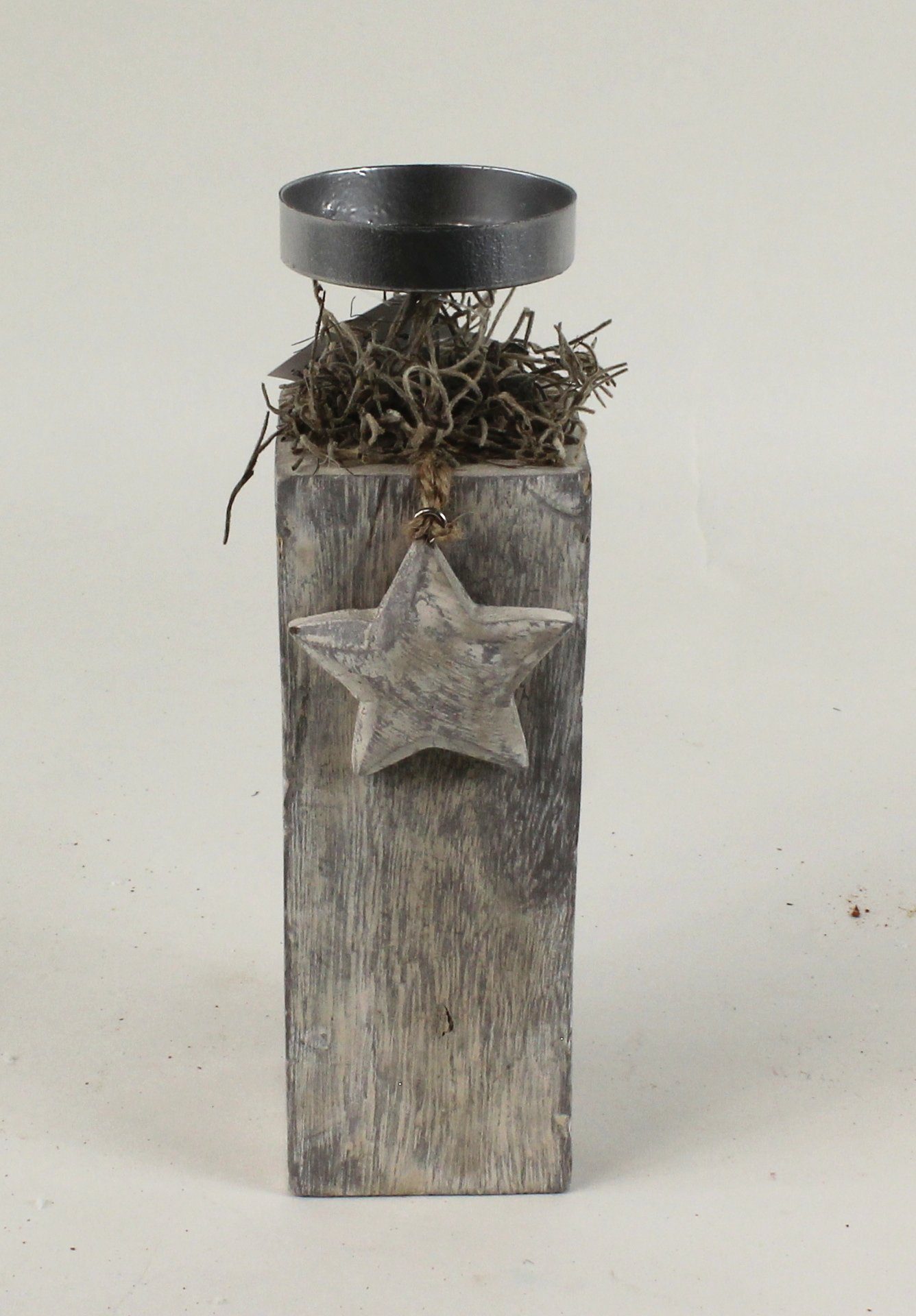 Lucht cm Lucht von 19,5 Holz-Stern-Kerzenständer Kerzenständer grau