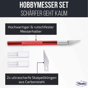 Filzada Messerklinge 2x Skalpell Rot Blau 2er Bastelmesser Set Hobbymesser Skalpellmesser