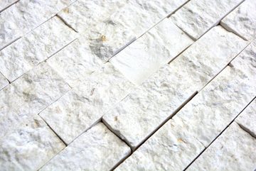 Mosani Mosaikfliesen Kalkstein Mosaik Naturstein Splitface Steinwand weiß creme Brick