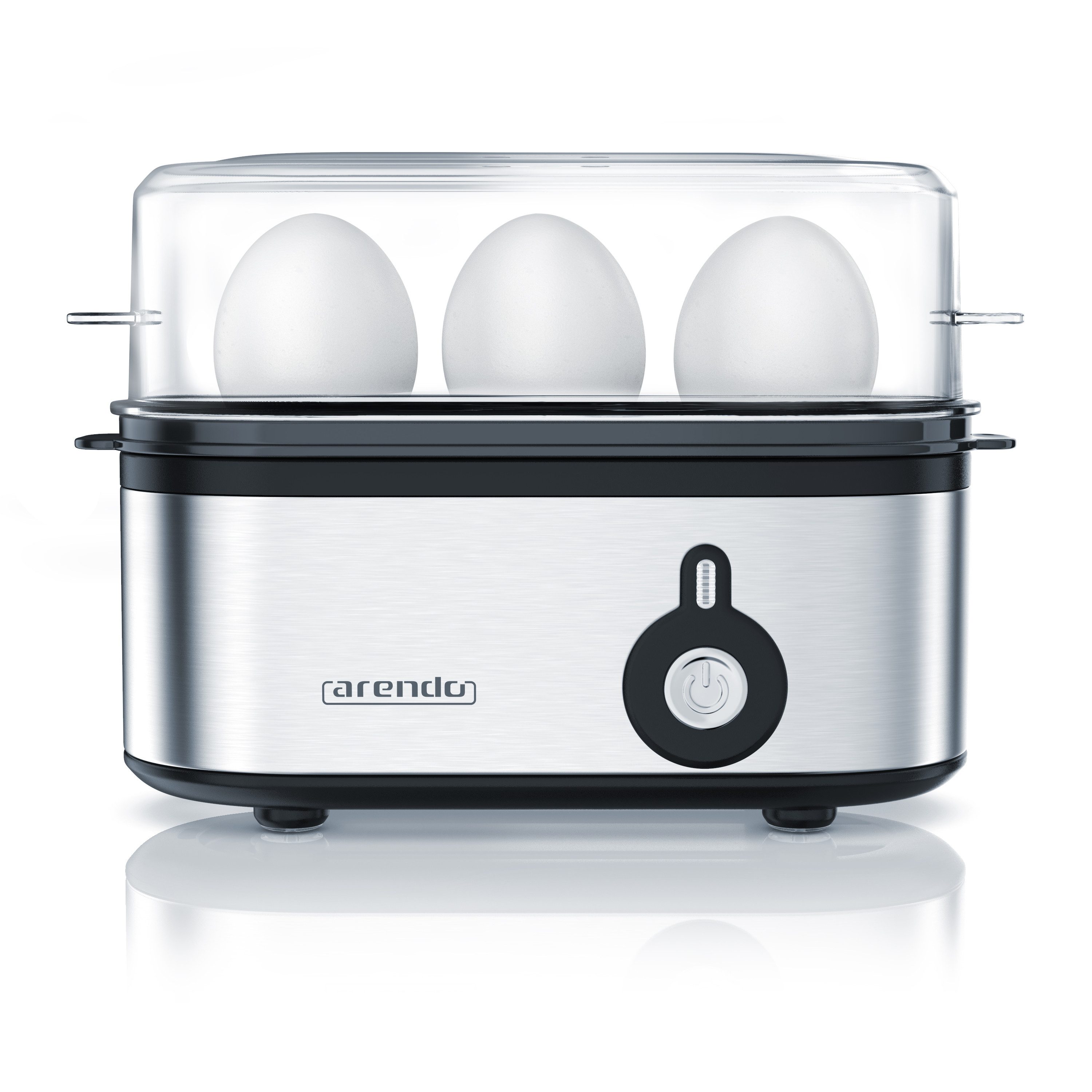 Arendo Eierkocher 3-fach, Edelstahl, Ein / Aus-Schalter, frei wählbarer Härtegrad, Anzahl Eier: 3 St., 210 W, Threecook Egg Cooker, GS, BPA-frei, für 1 bis 3 Eier