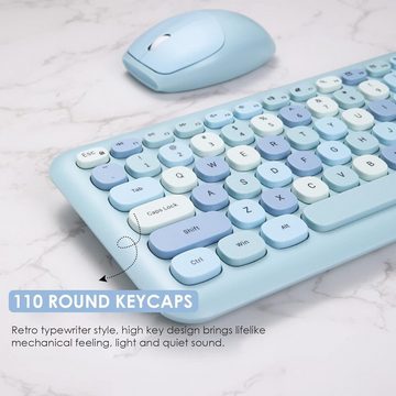 Yunseity Plug-and-Play-Funktion für lebensechtes Tastatur- und Maus-Set, mit Retro-Design, 110-Tasten-Tastatur für Produktivität und Komfort