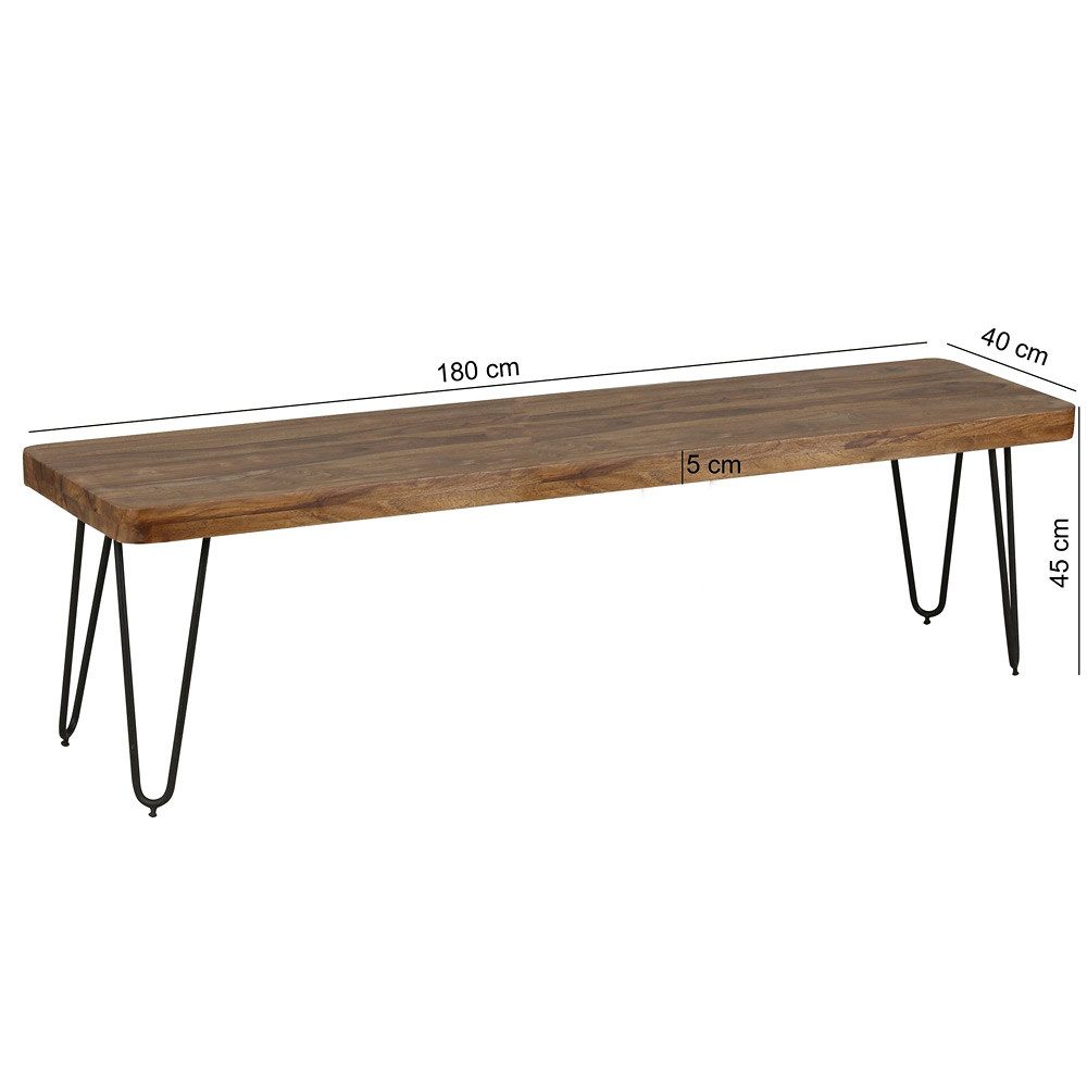 Lomadox Sitzbank, Holz-Bank Natur-Produkt Küchenbank Landhaus-Stil 180/45/40cm
