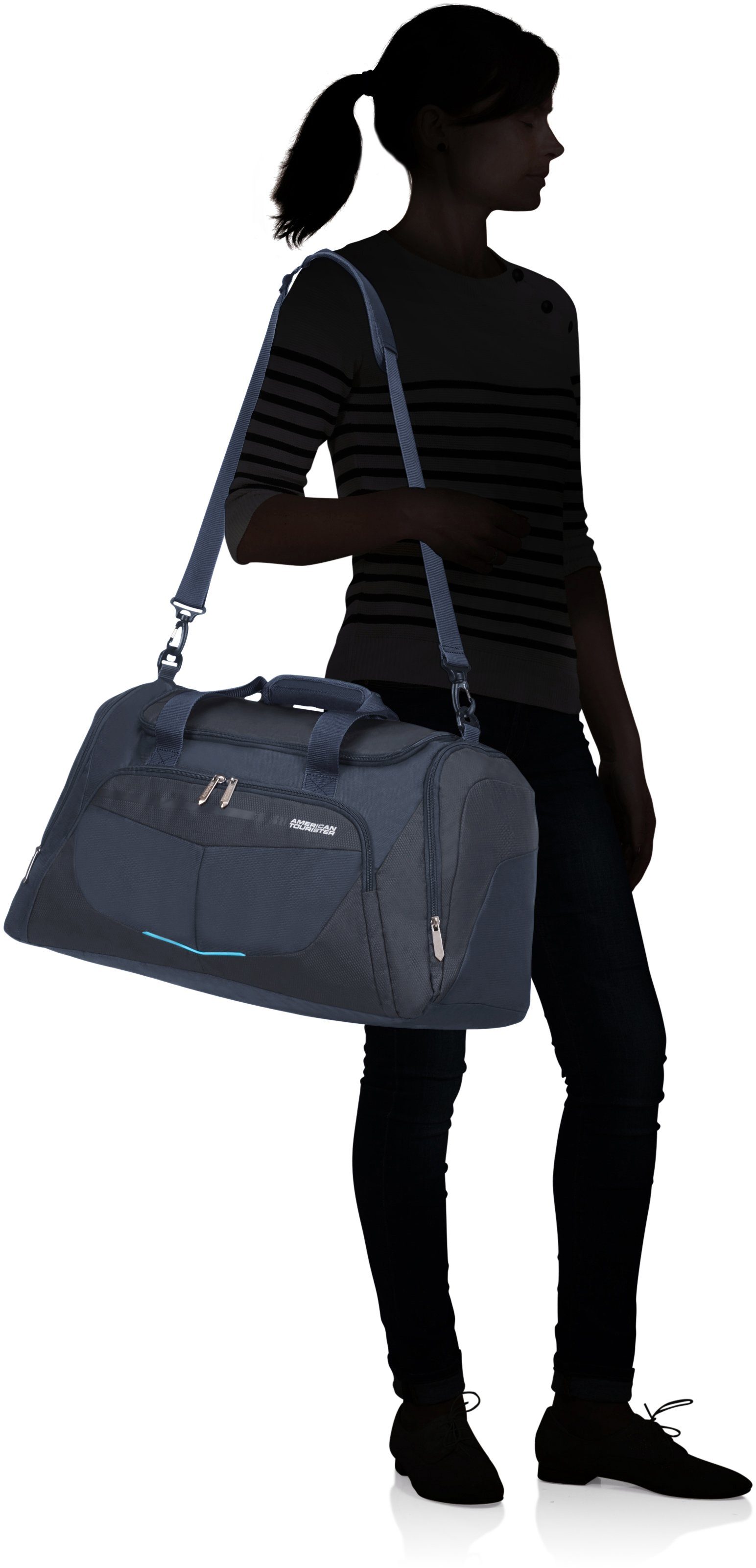 American Tourister® Reisetasche Summerfunk, mit navy Trolley-Aufsteck-System