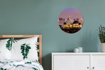 MuchoWow Gemälde Los Angeles - Skyline - Architektur, (1 St), Kreis Wanddekoration Forex, Rundes Wandbild, Wohnzimmer, 30x30 cm
