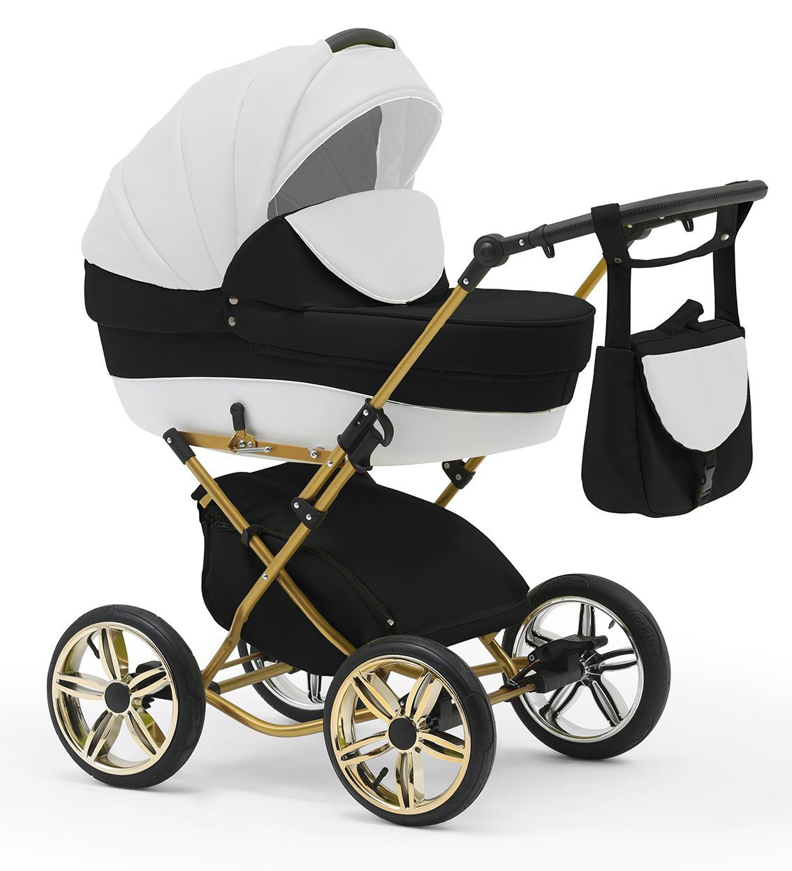 babies-on-wheels Kombi-Kinderwagen Sorento 2 in von 11 4 - in Designs - Jahre Geburt Teile 30 Weiß-Schwarz-Weiß bis 1