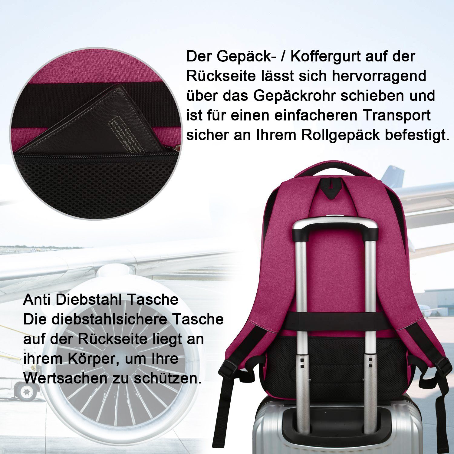 OKWISH Laptoprucksack Laptop Rucksäcke Schulrucksack Wasserbeständig Laptoptasche (Uni Tasche Businessrucksack Sportrucksack, Anti-Diebstahl, Backpack mit Lapto – Bild 4 von 5
