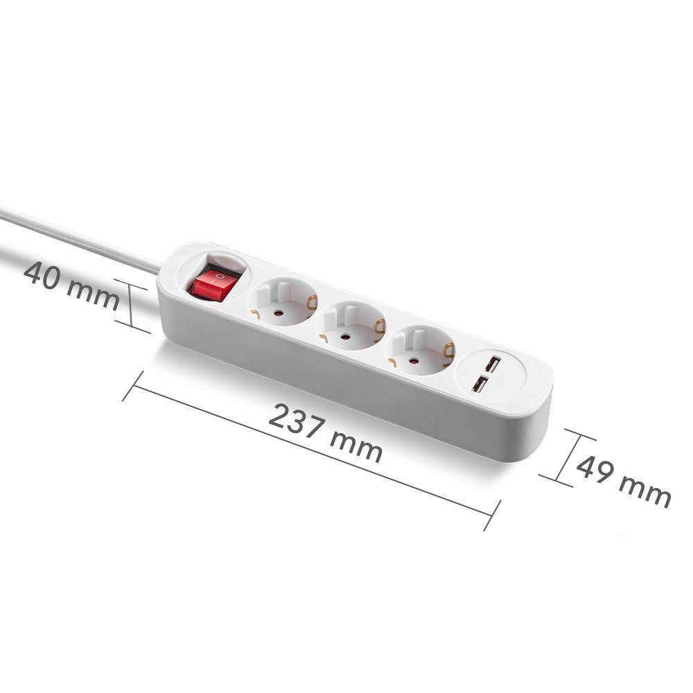 TROTEC PVH3 Steckdosenleiste 3-fach (USB-Anschlüsse, Kindersicherung,  Kabellänge 1,5 m)