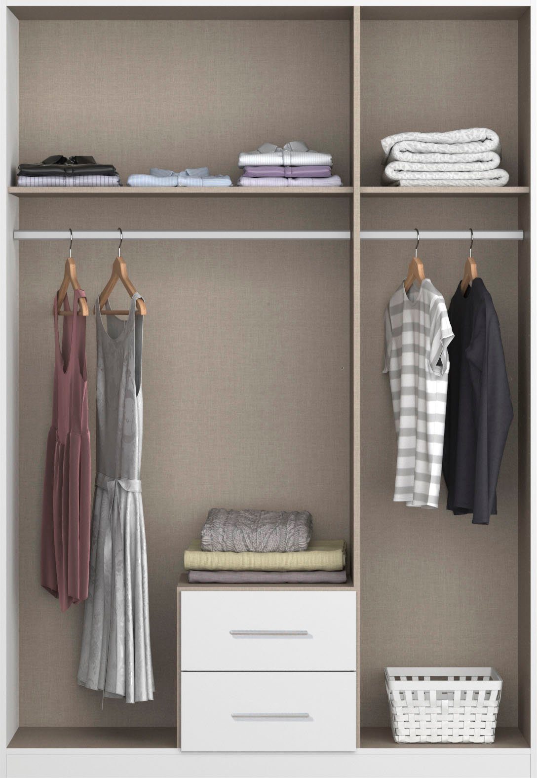 rauch Drehtürenschrank Micro mit eleganten Aufleistungen und praktischen Außenschubkästen – Bild 4 von 5