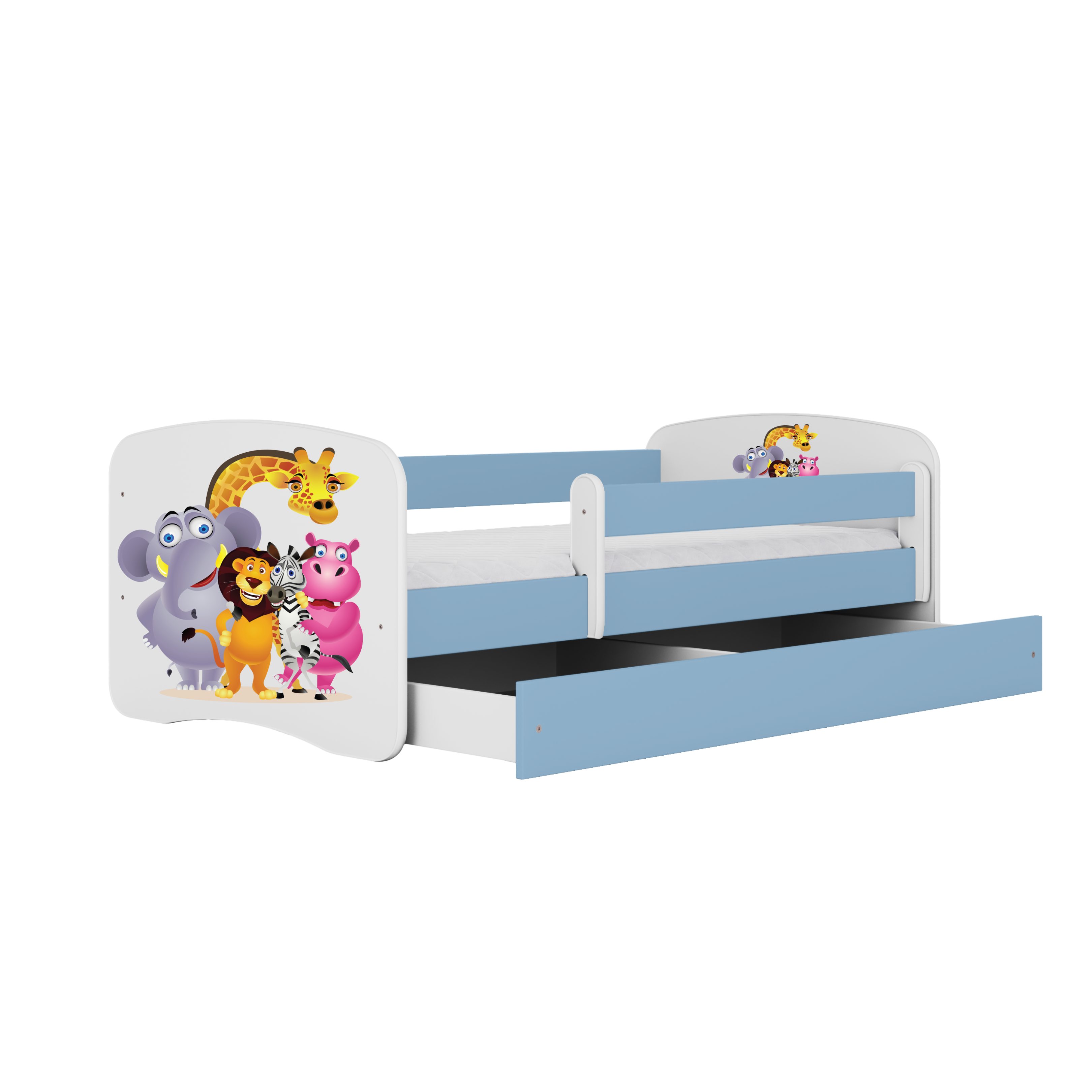 Raumhirsch Furniture Kinderbett 70x140, 80x160, 80x180 cm - Komplettset mit Schublade (Bett für Mädchen, Einzelbett für Kinder von 2-12 Jahren, Rausfallschutz und Lattenrost), verschiedene Farben & Designs