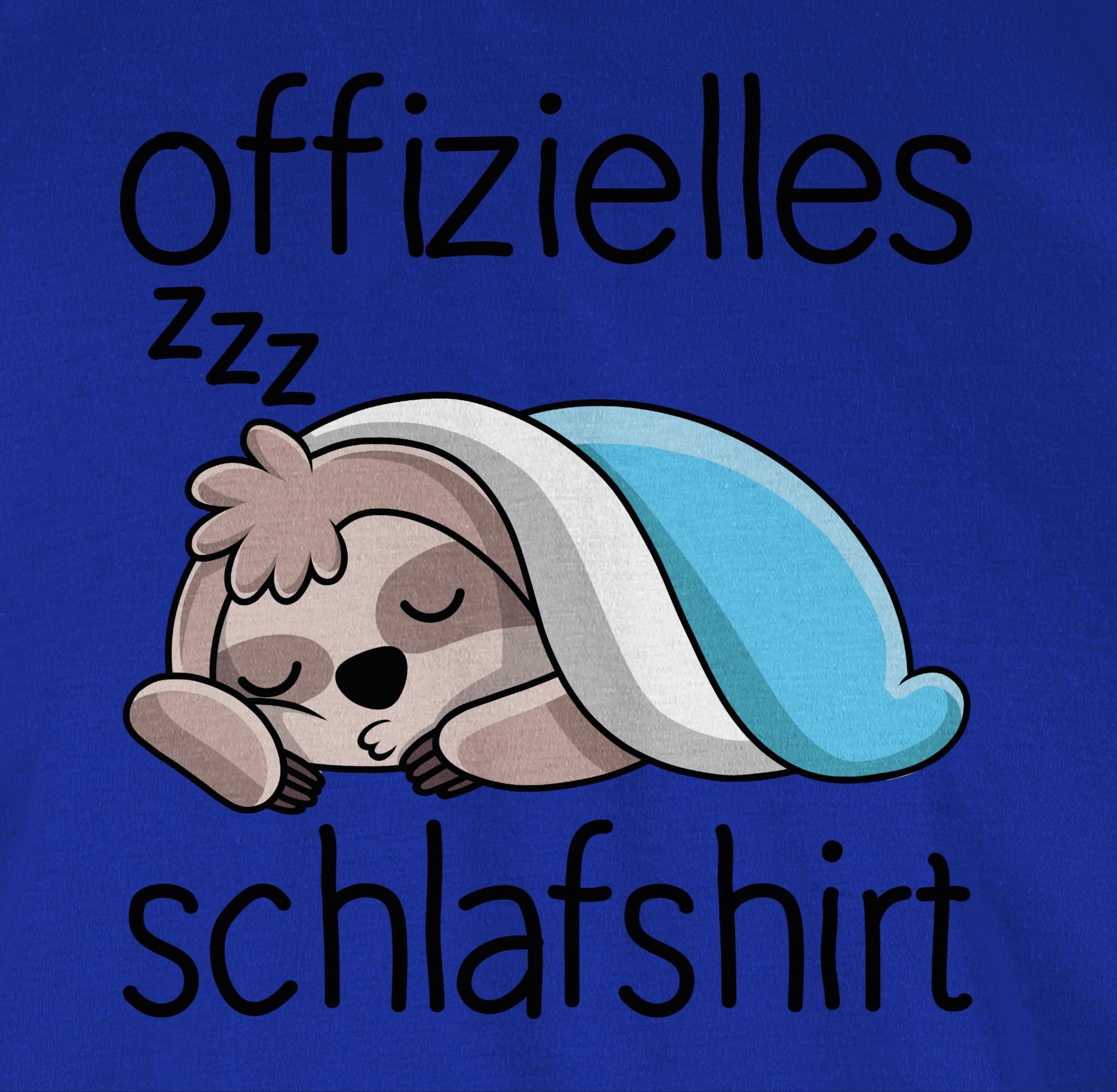 Royalblau Rundhalsshirt Shirtracer 2 mit Sprüche Offizielles schwarz - Statement Schlafshirt Faultier