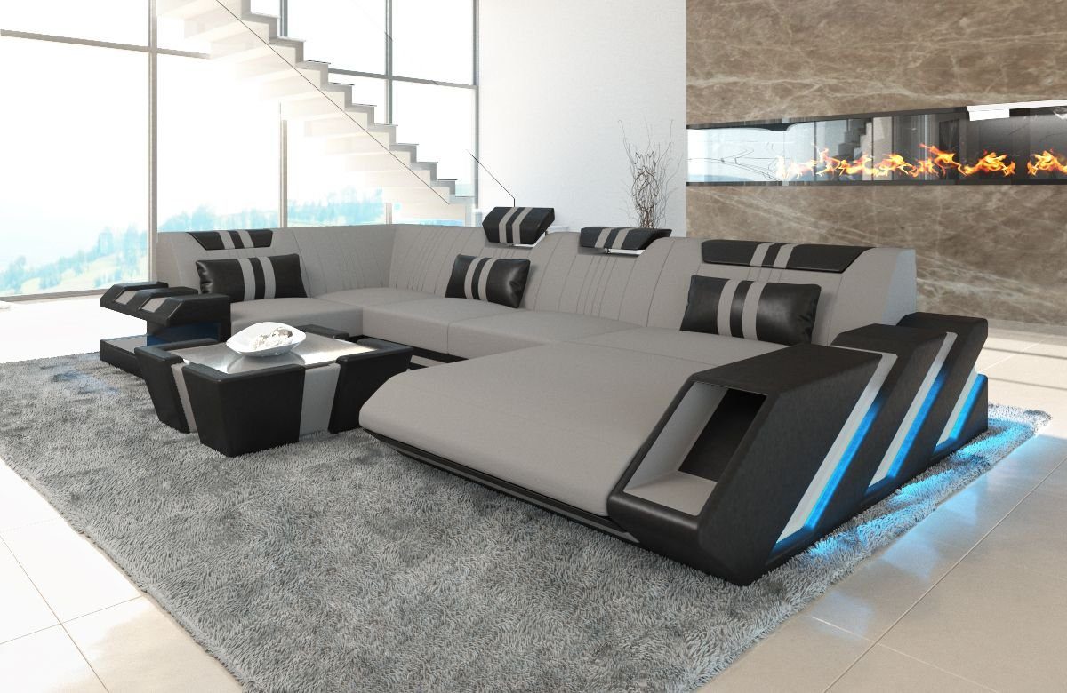 Wohnlandschaft Sofa Stoff Couch Apollonia U Form Polster Stoffsofa