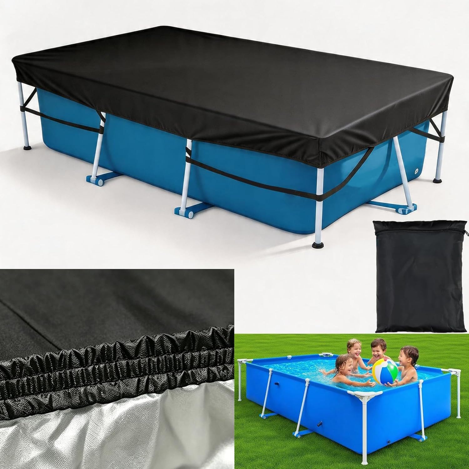 FELIXLEO Pool-Abdeckplane Poolabdeckung 400 x 210 cm Rechteckig Solarabdeckung Blau