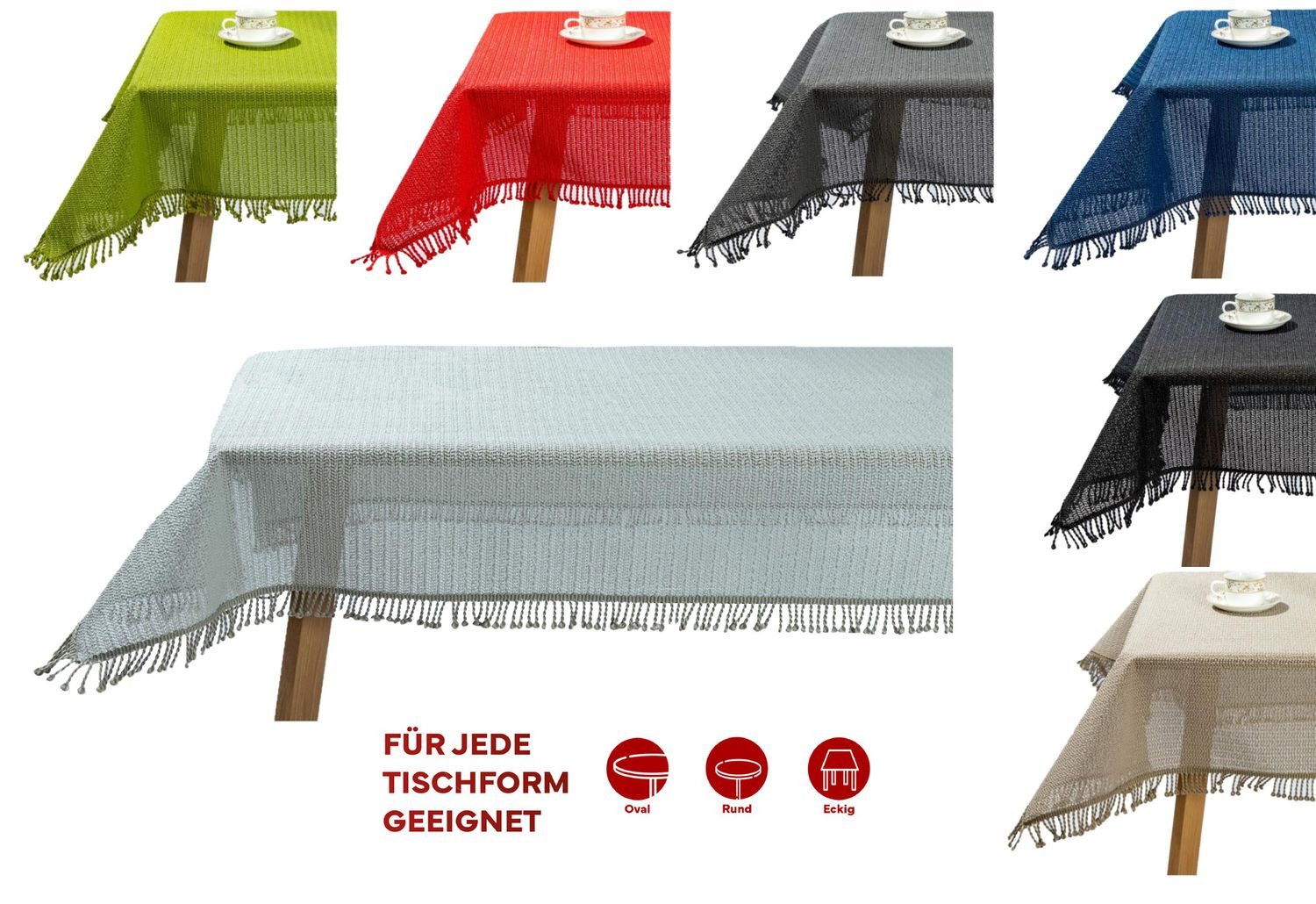 texpot Tischdecke mit Fransen Weichschaum wetterfest günstig online kaufen