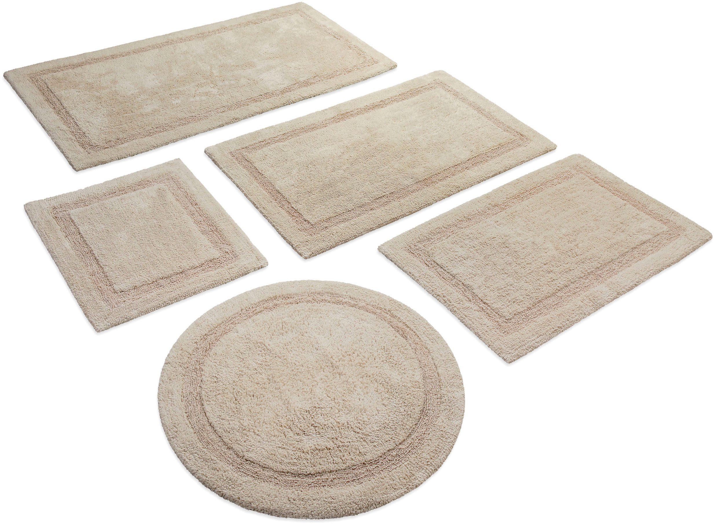 Wecon home Basics Badematte Knut, Höhe 20 mm, Baumwolle, rechteckig, waschbar, rutschfest, strapazierfähig, pflegeleicht, Bordüre, weich