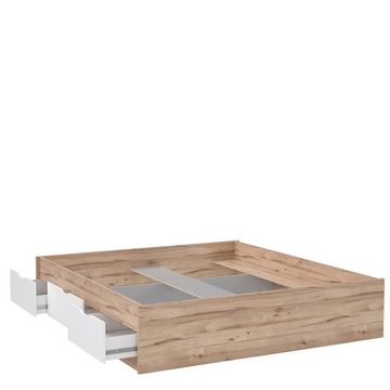 freiraum Bett VANKKA, in Planked Eiche, Weiss - 190,5x43x204,9cm (BxHxT)