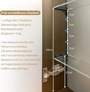 Fine Life Pro Badspiegel, 3-Farbiger dimmbarer Badezimmerschrank, 100x70x14cm