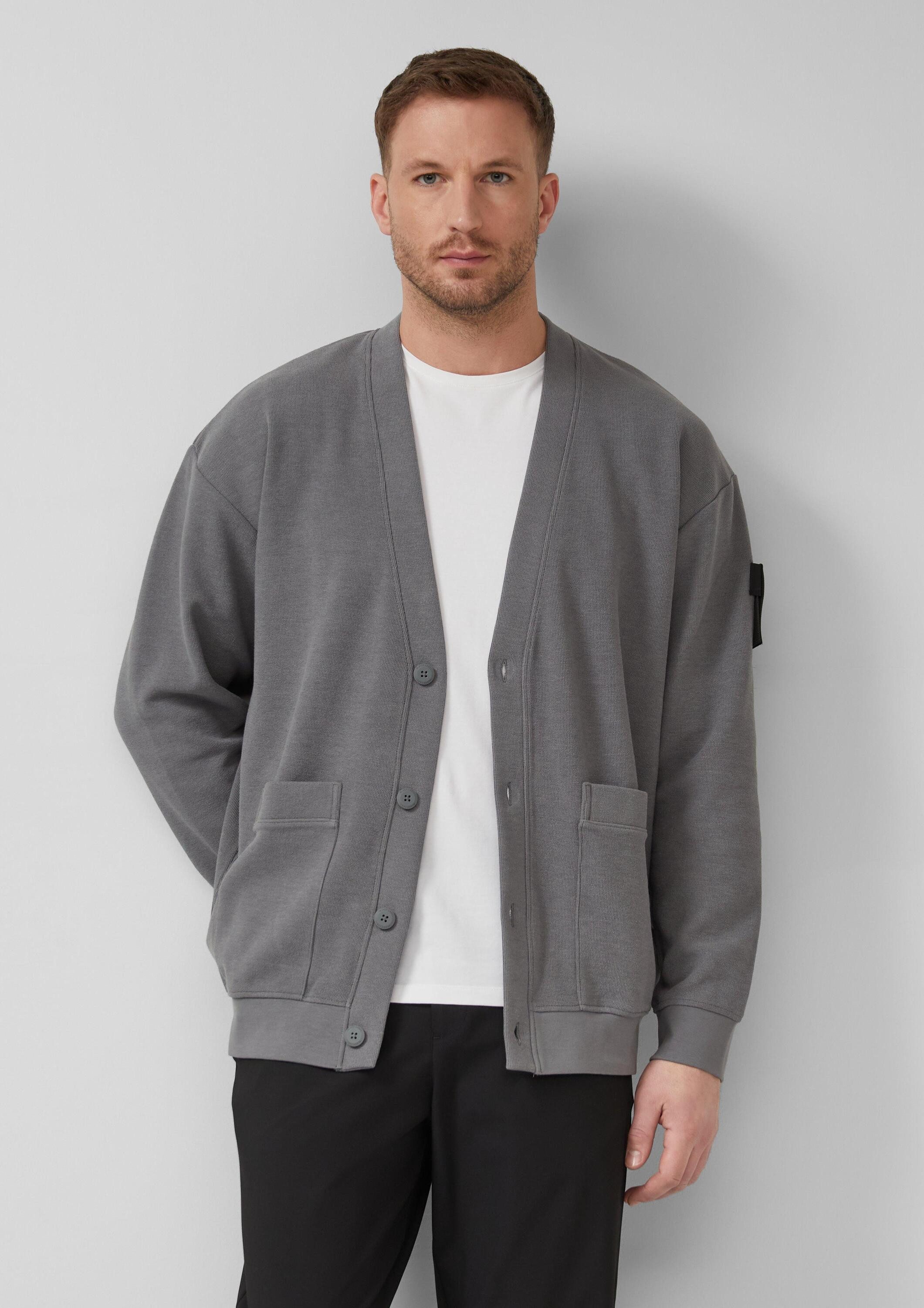 s.Oliver Sweatjacke Sweatshirt Jacke Relaxed-Fit-Cardigan aus strukturierter Sweatware
