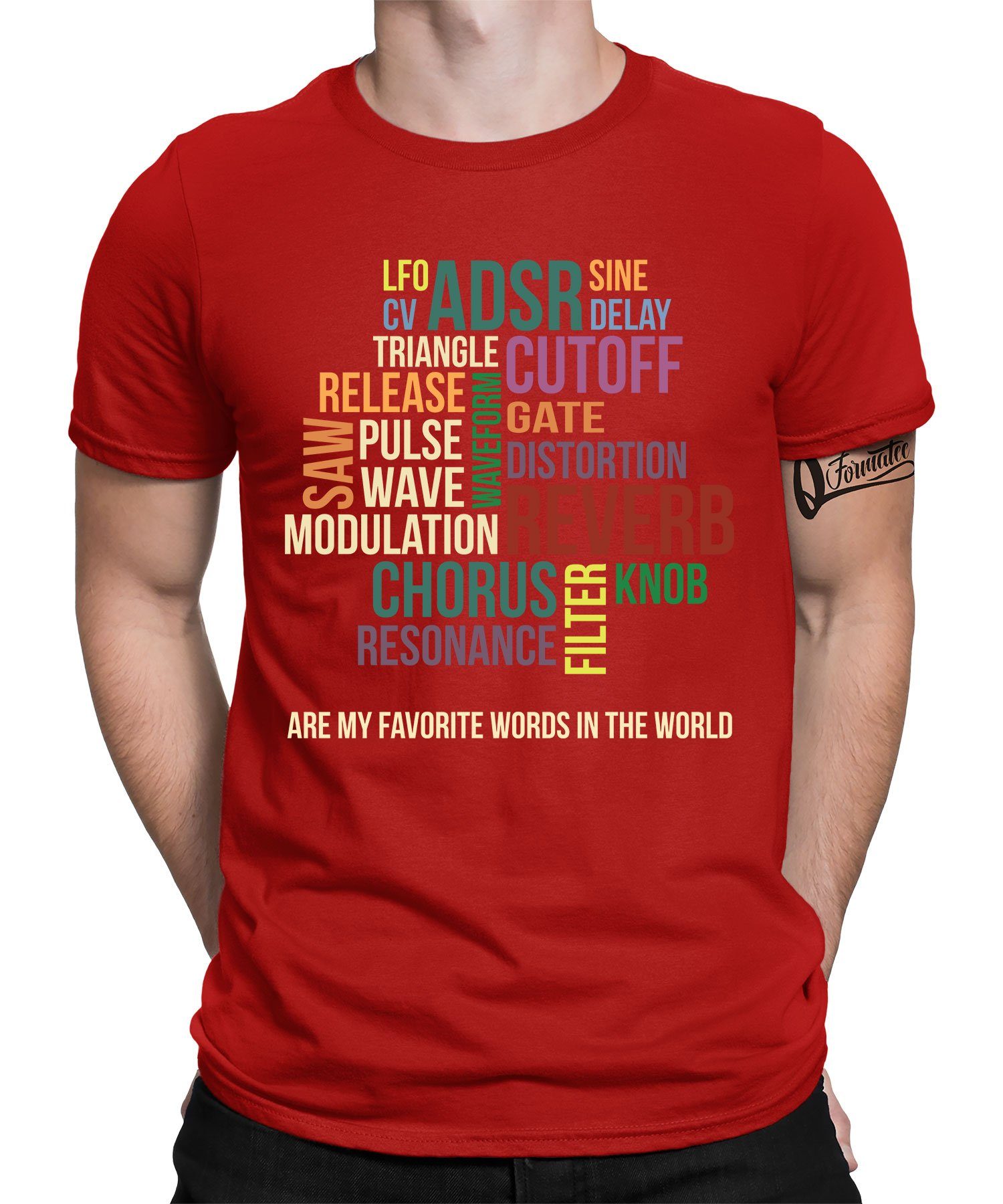Quattro Formatee Kurzarmshirt Analog Modular Wort - Elektronische Musiker Synthesizer Herren T-Shirt (1-tlg) Rot