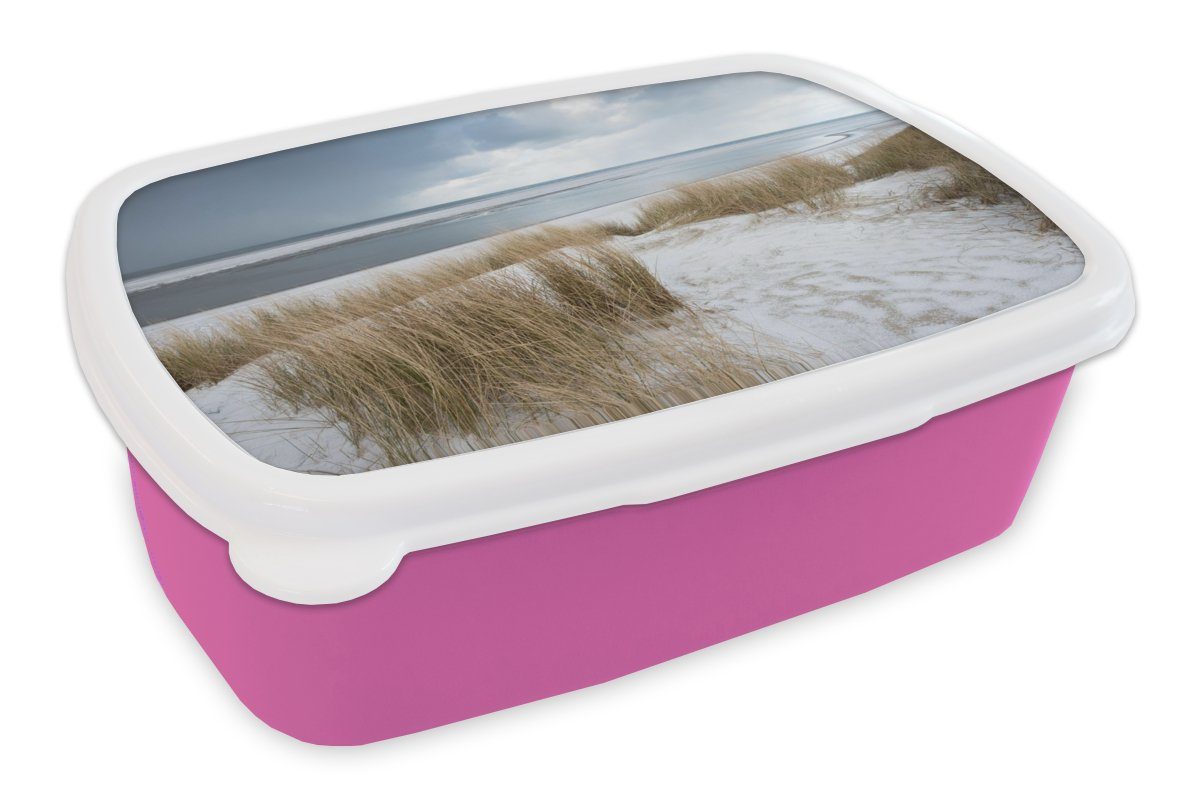 MuchoWow Lunchbox Nordsee - Dünen - Wasser, Kunststoff, (2-tlg), Brotbox für Erwachsene, Brotdose Kinder, Snackbox, Mädchen, Kunststoff rosa | Lunchboxen