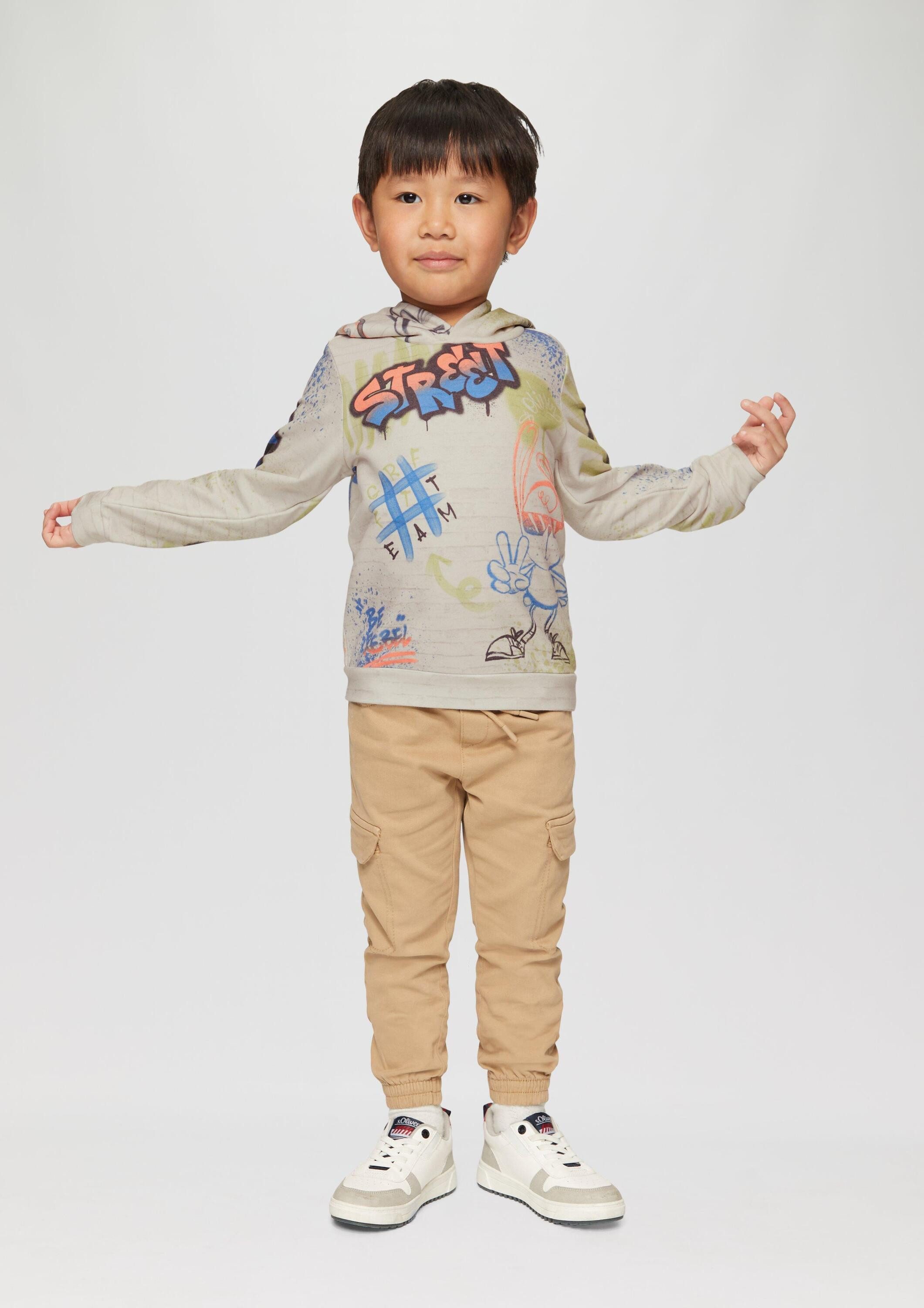 s.Oliver Sweatshirt Sweatshirt Gemustertes Sweatshirt mit Kapuze – Bild 4 von 4