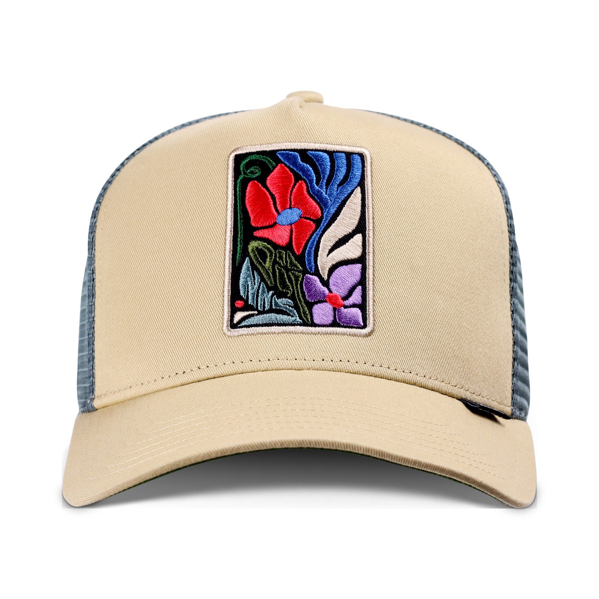 Djinns Trucker Cap Djinns HFT Trucker Cap M-Flowers Beige (Button-Strap, Druckknopf)