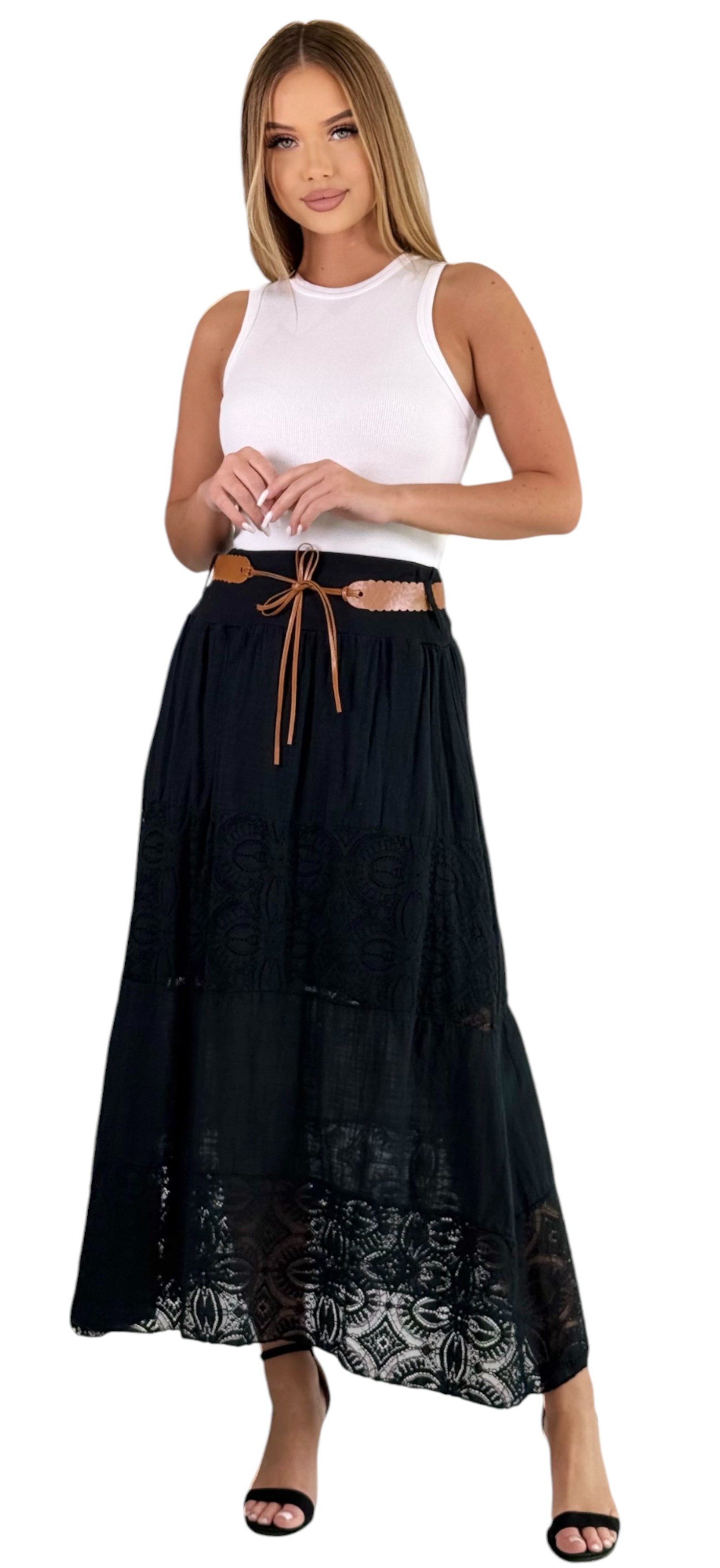 Mississhop A-Linien-Rock Baumwolle Rock Sommerrock locker Freizeit 100% M.3094