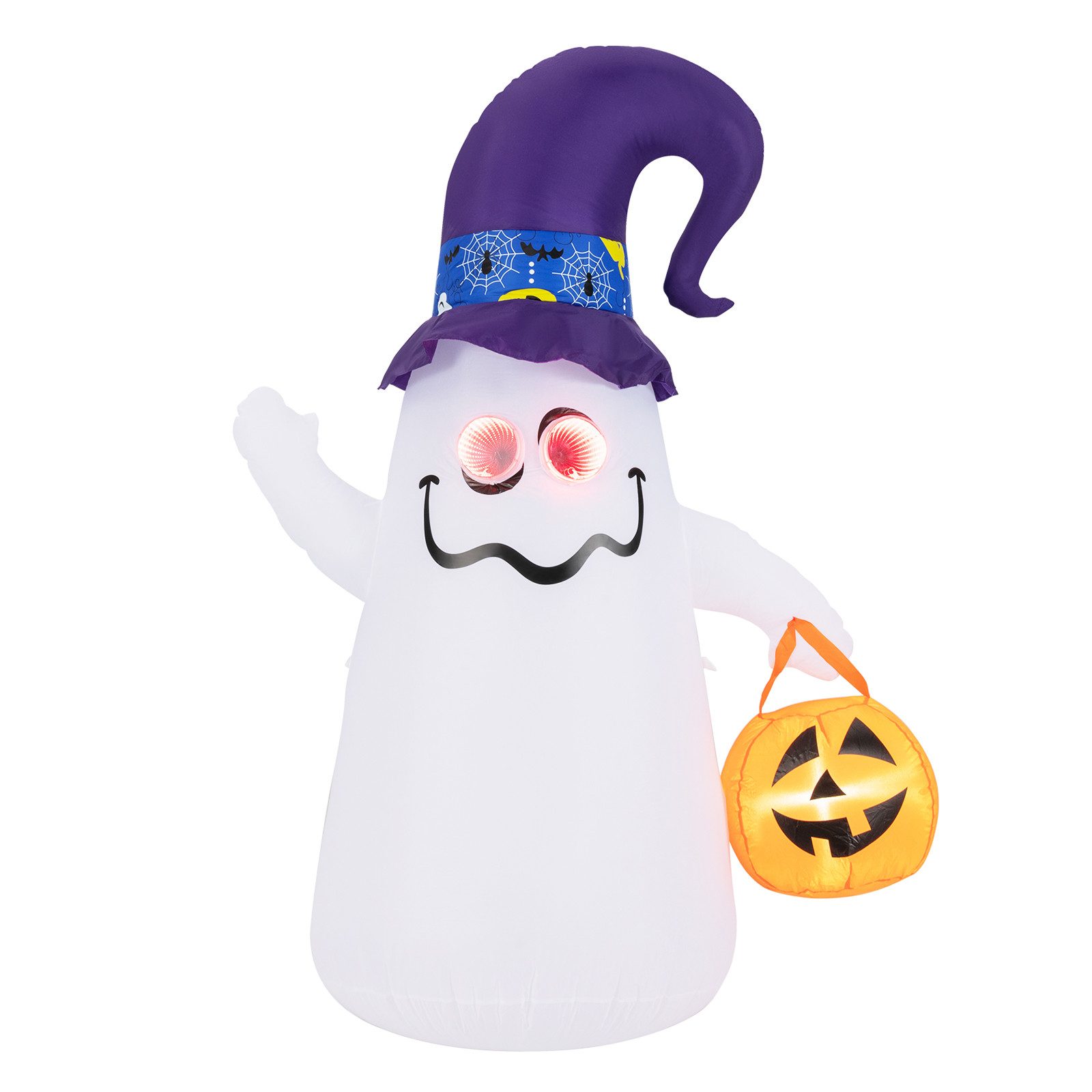 COSTWAY Dekoobjekt, 180cm hoch, LED Halloween-Geist, selbstaufblasend