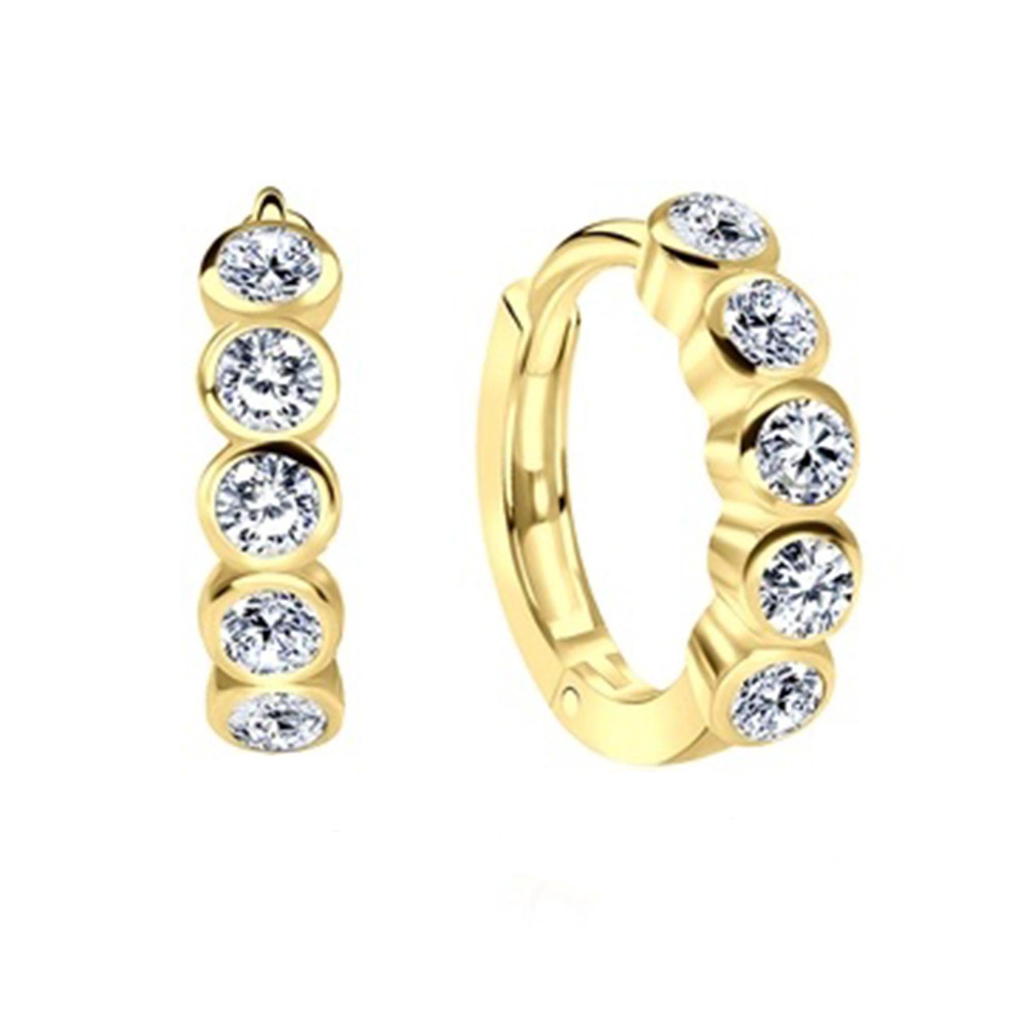 schmuck23 Klappcreolen Feine Ohrringe Creolen 925 Silber Damen Kinder 1,2 cm x 0,3 cm, Silberschmuck Kinderschmuck Zirkonia Geschenk