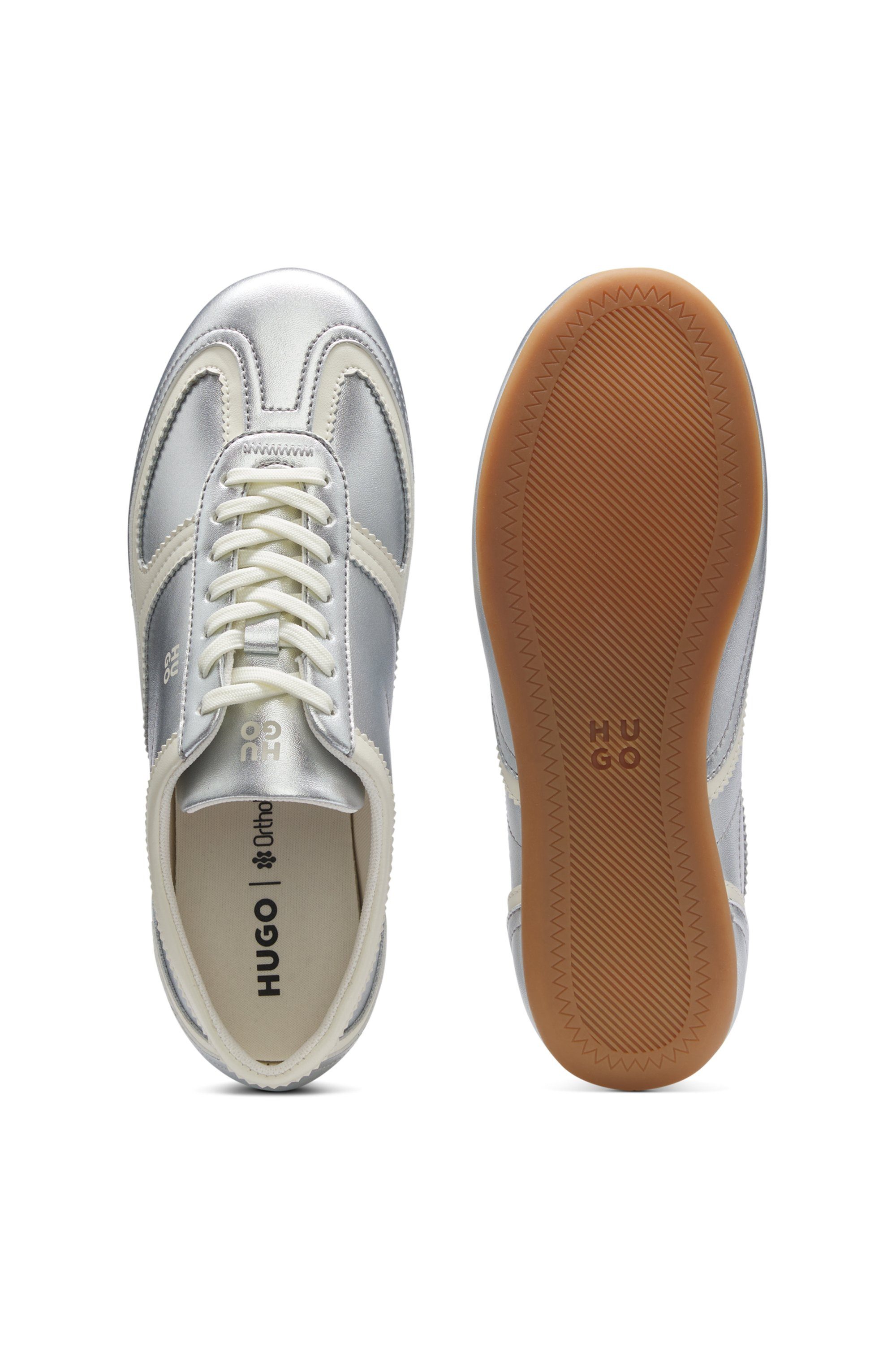 HUGO Mystie Sneaker Schnürschuh, Halbschuh in angesagter Metallic-Optik