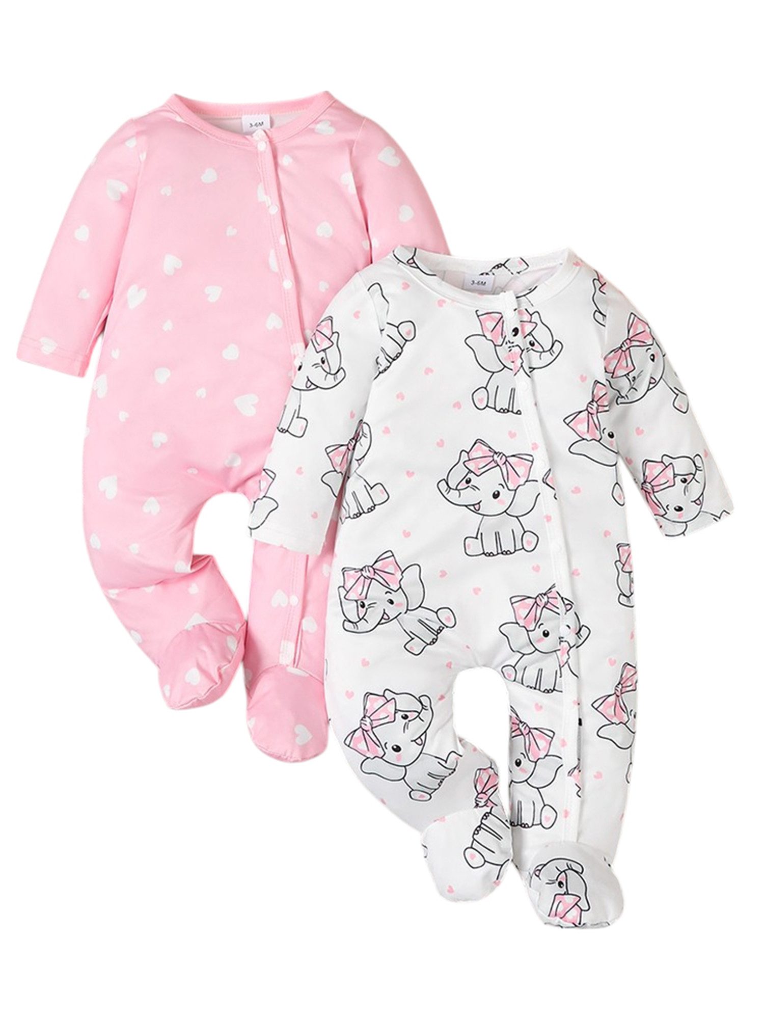 Lapastyle Ползунки 2tlg Baby Mädchen Liebesdruck Ползунки Langarm Overall Freizeit Set Neugeborenes Schlafanzug, Babykleidung mit Tierdruck