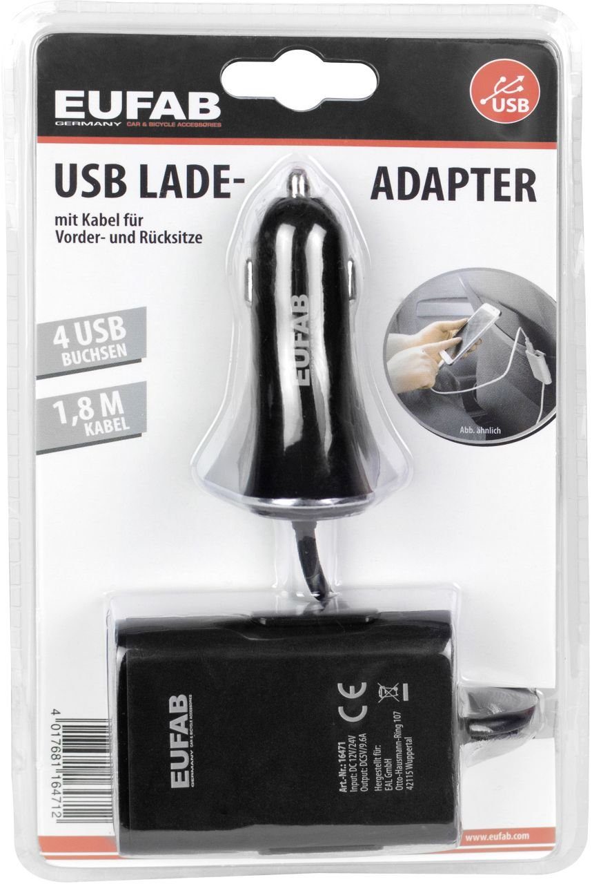 mit Ladeeinheit und Kabel Ladeadapter EUFAB USB EUFAB Akku-Ladestation